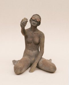 Selfie Bronze Sculpture Young Girl Tongue Sunglasses