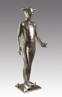 Staande Nar Standing Fool Bronze Sculpture Shiny Man