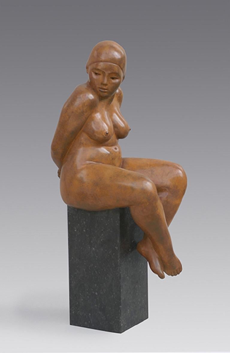 Erwin Meijer Figurative Sculpture – Venus Bronzeskulptur Frau Zeitgenössische Weibliche Nackte Sitzende Dame