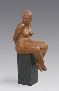 Vénus Bronze Sculpture Femme Contemporaine Femme Nue Assise Dame