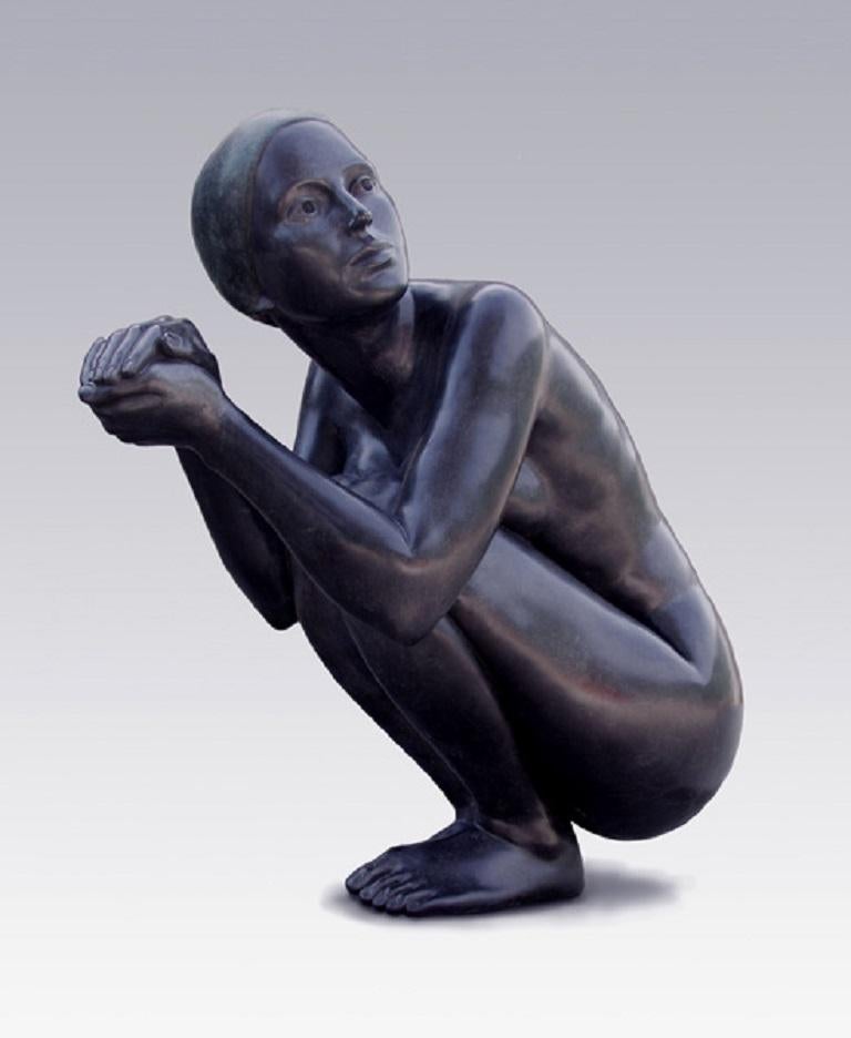 Erwin Meijer Nude Sculpture - Vrouw met Badmuts Woman with Swimming Cap Bronze Sculpture Nude Female