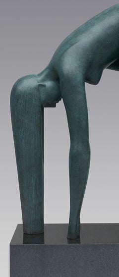 Waterspiegel Water Level Bronze Sculpture Hair Lady Green Patina