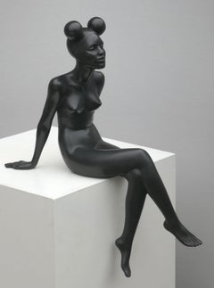 Zittend Model I Sitting Model Bronze Sculpture Female Nude Mickey Mouse Ears
