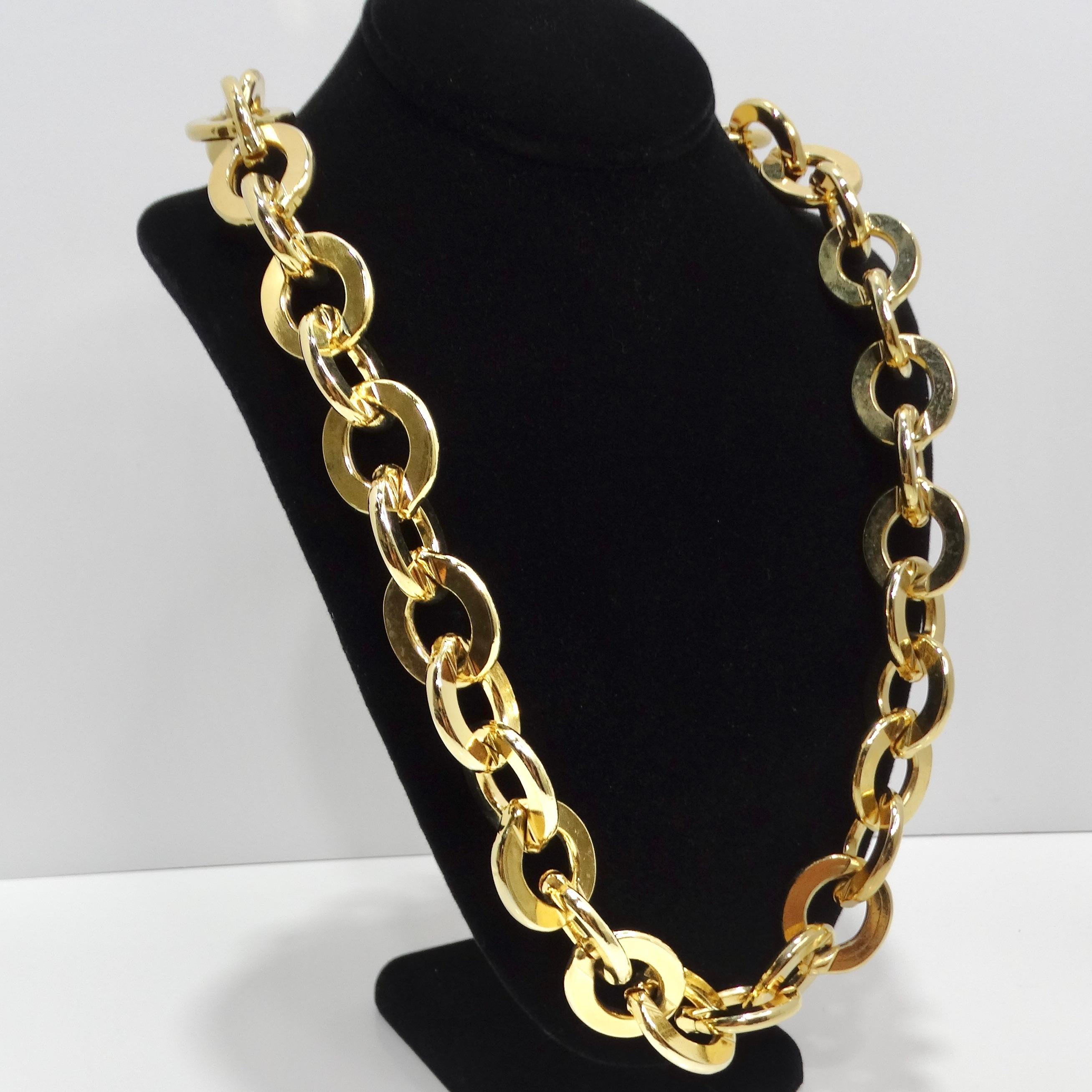 Erwin Pearl 1980s Gold Tone Chain Necklace In Excellent Condition For Sale In Scottsdale, AZ