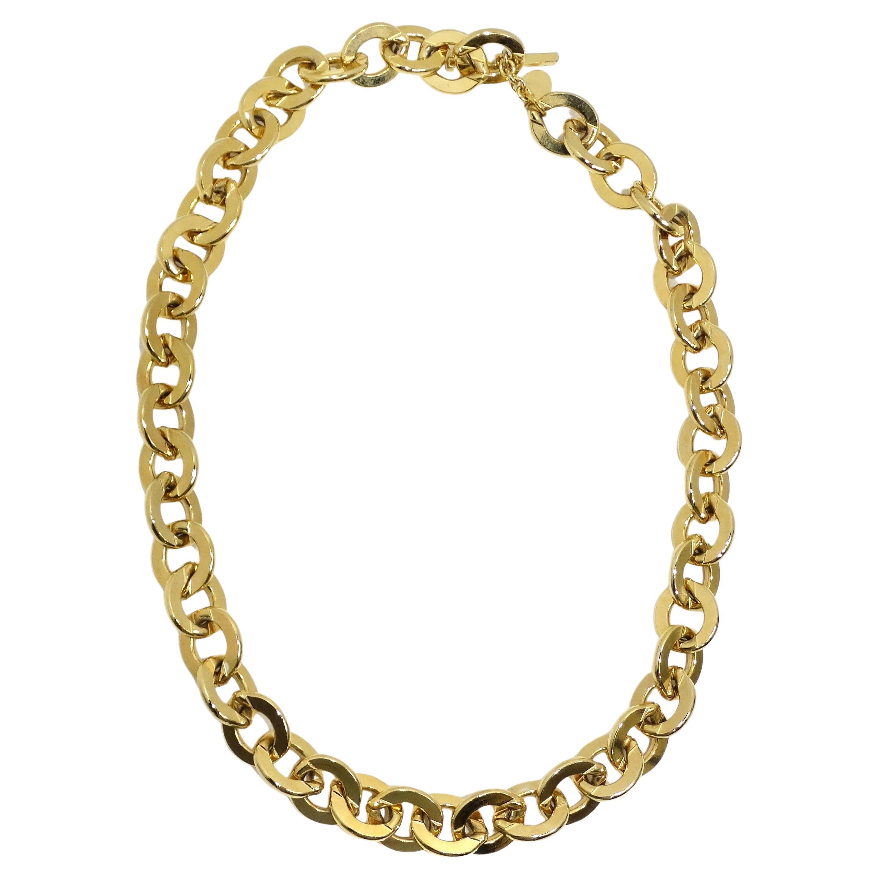 Erwin Pearl 1980s Gold Tone Chain Necklace For Sale