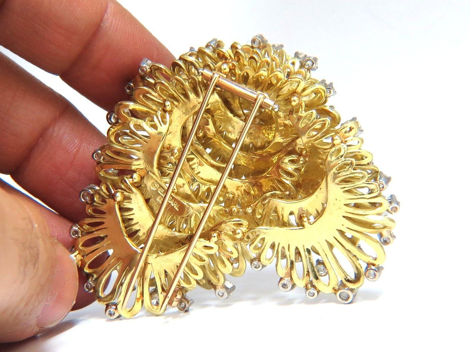 Broche en or 18 carats avec perles d'Erwin, diamants naturels de 8,00 carats et spinelle rouge en vente 5