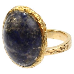 Used Erwin Pearl Asymmetrical Modernist 18 Karat Gold and Lapis Lazuli Cocktail Ring