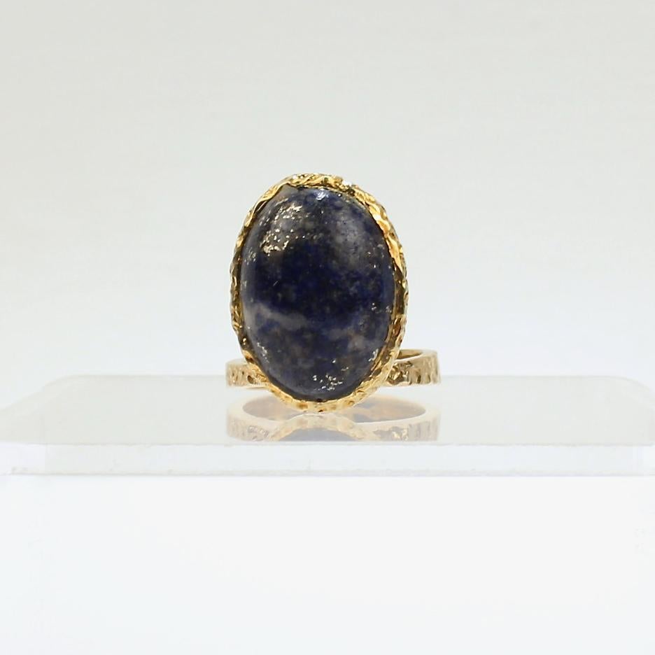 Erwin Pearl Asymmetrical Modernist 18 Karat Gold and Lapis Lazuli Cocktail Ring In Good Condition For Sale In Philadelphia, PA