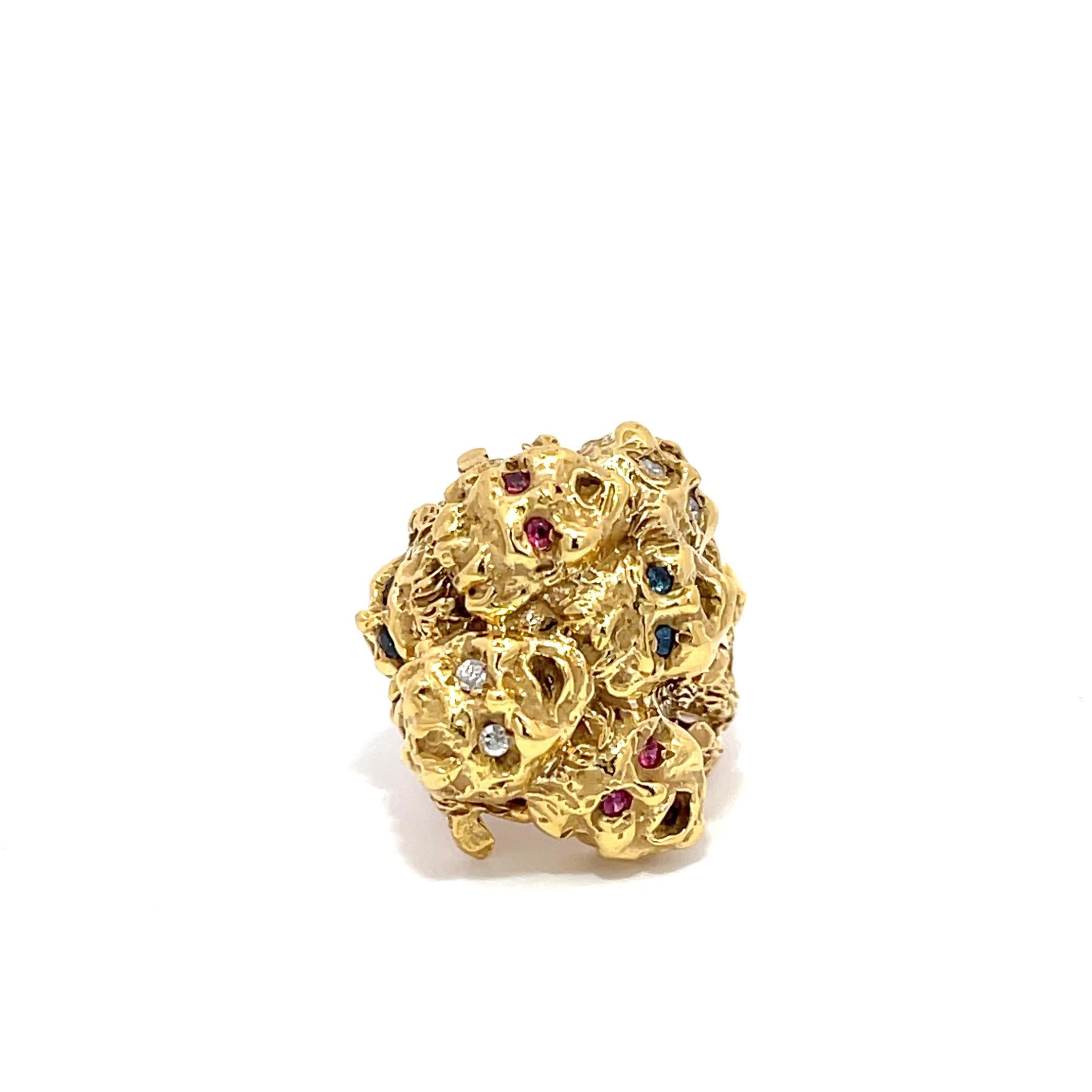 Round Cut Erwin Pearl Faces Ring 18K Yellow Gold