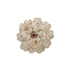Erwin Pearl Flower Brooch in 18K Gold & Platinum with Diamonds