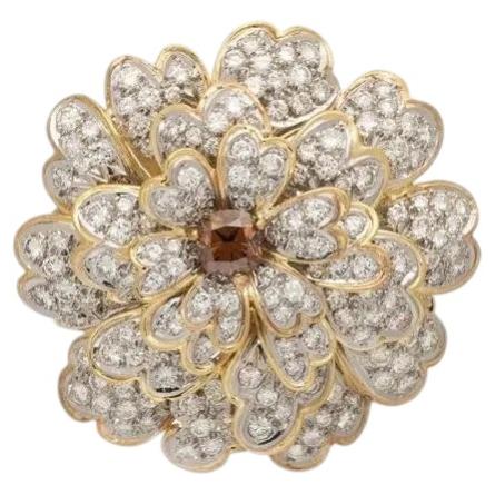 Erwin Pearl Flower Brooch in 18K Gold & Platinum with Diamonds