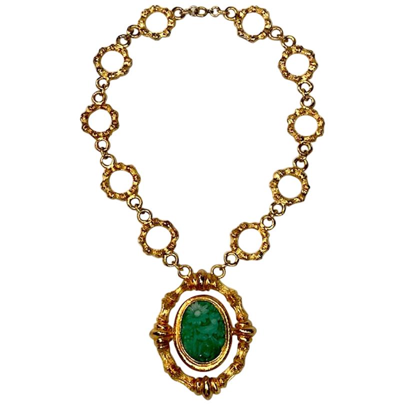 Early Erwin Pearl 1980s necklace in the Oriental style. Each strand consists of 6 large 7/8 inch diameter round links and  1/4