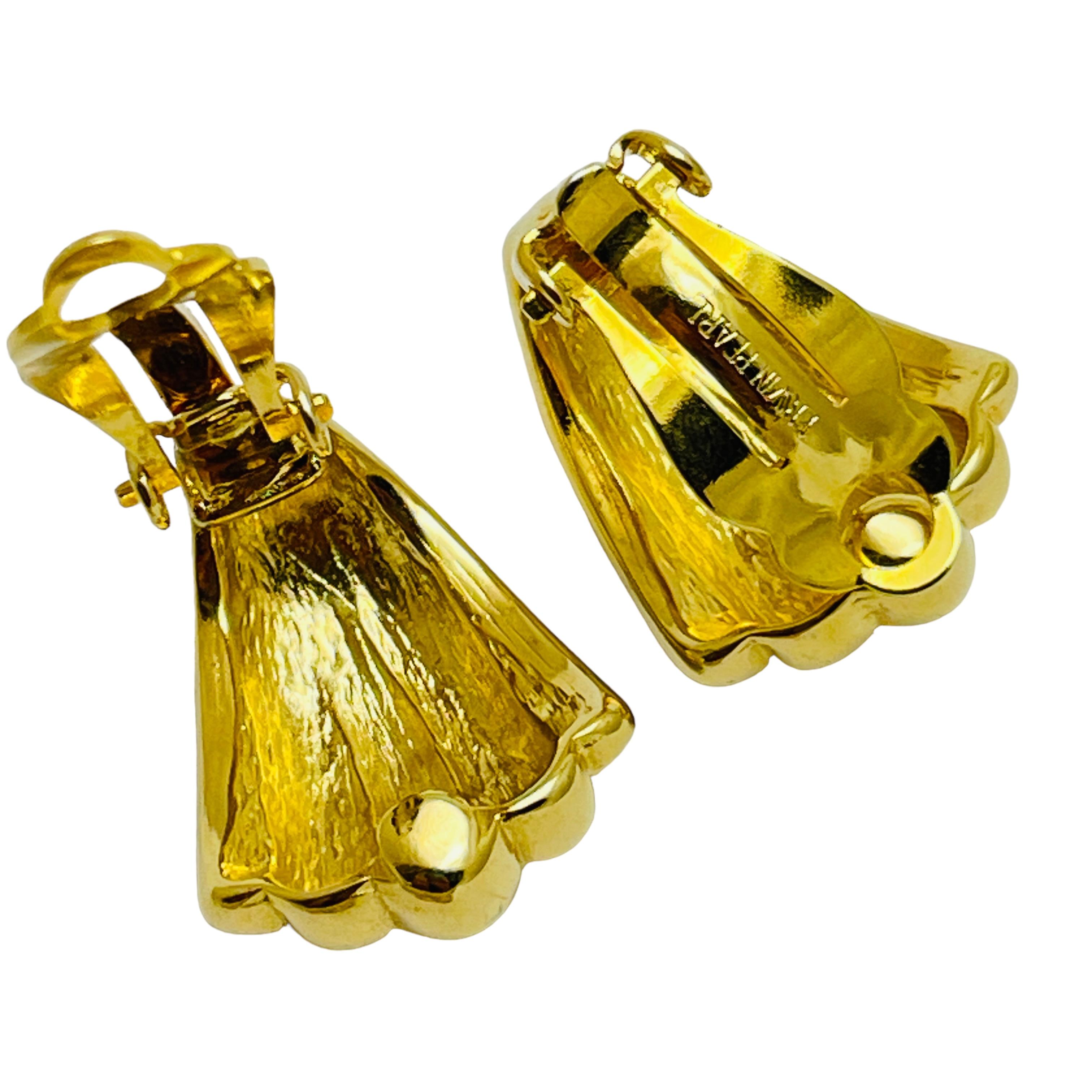 ERWIN PEARL signierte Vintage Gold-Strass-Designer-Ohrringe mit Clip im Zustand „Gut“ im Angebot in Palos Hills, IL
