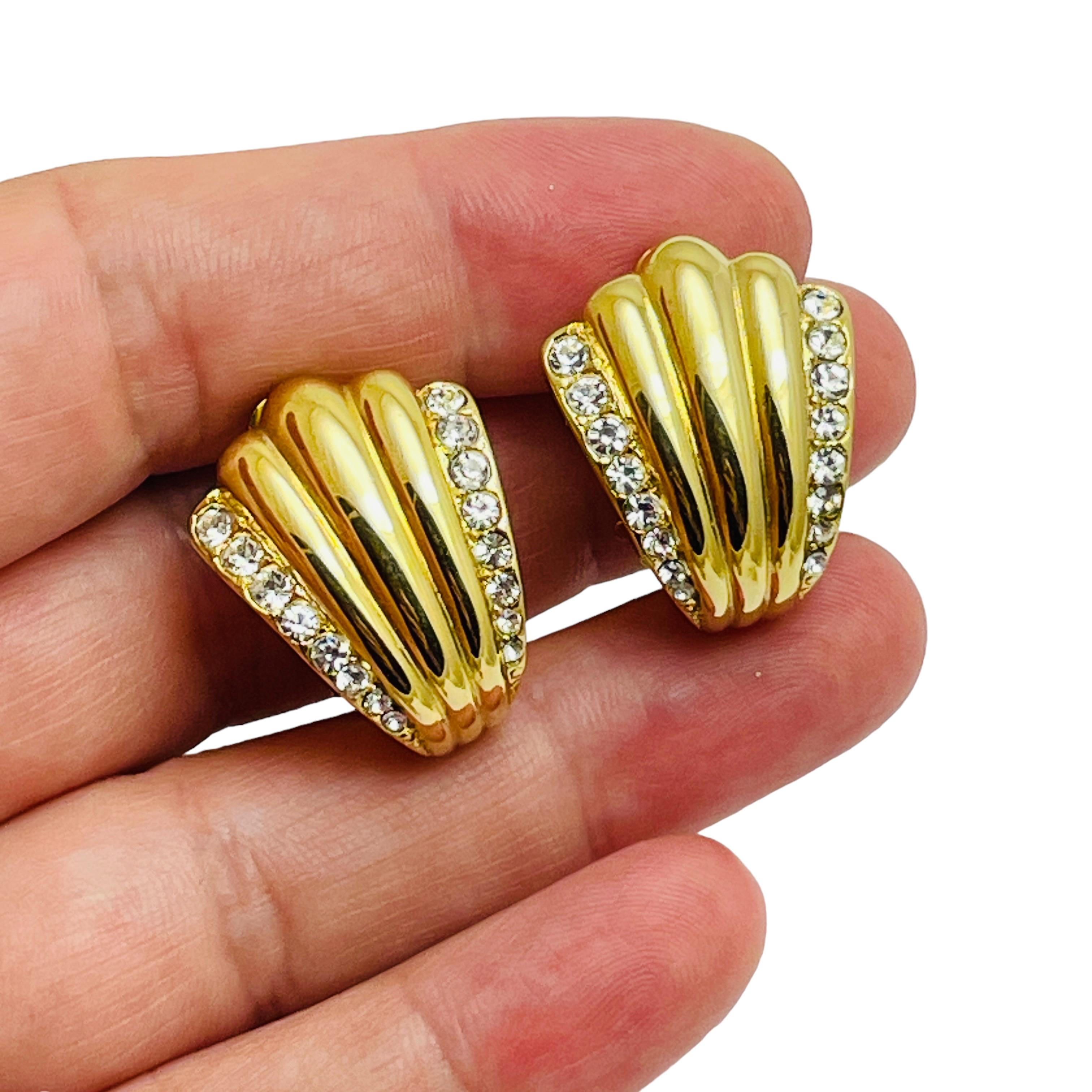 ERWIN PEARL signierte Vintage Gold-Strass-Designer-Ohrringe mit Clip Damen im Angebot