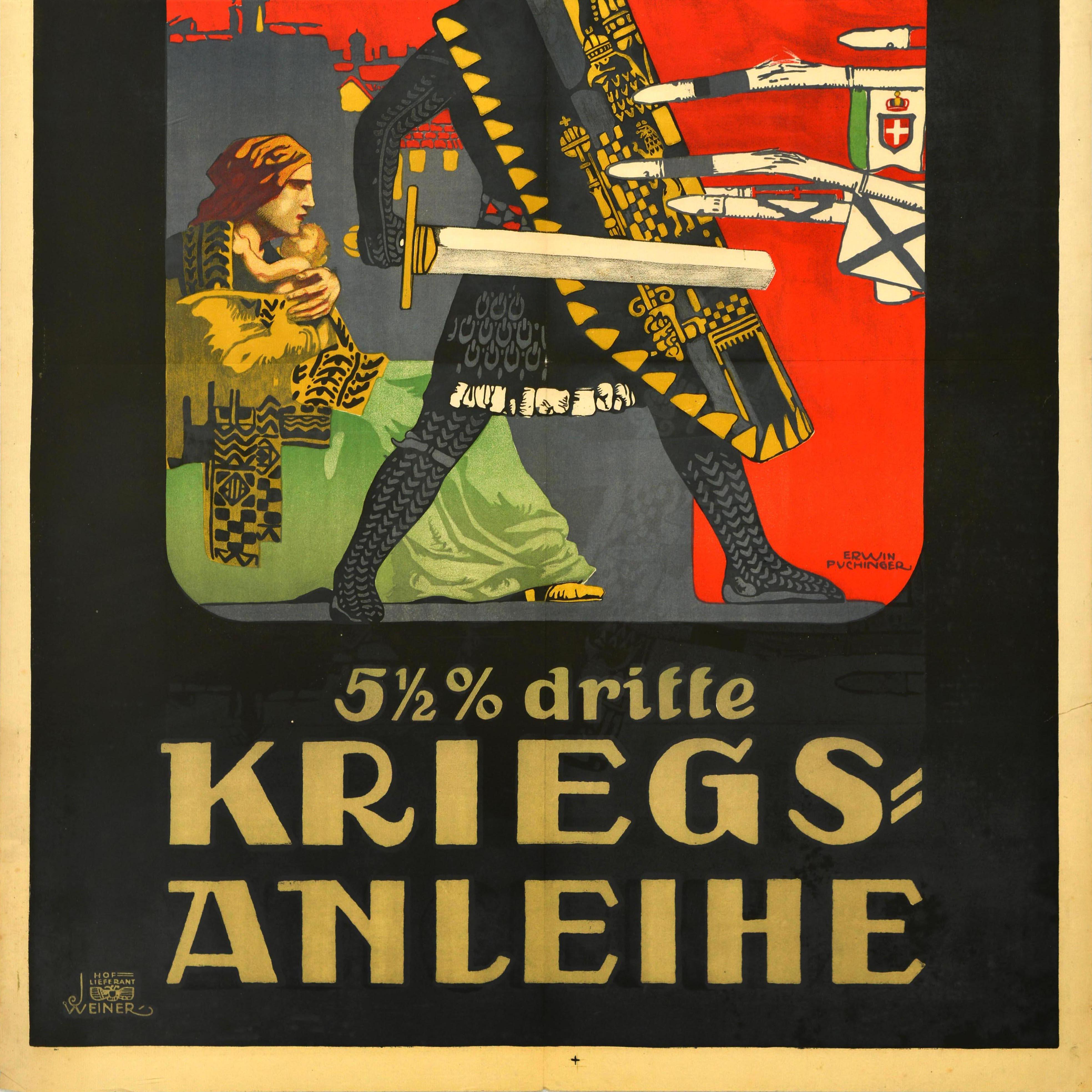 Original Antikes Kriegs Bond-Poster, Kriegsanleihe, Soldat, WWI, Österreich  im Angebot 1