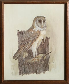 Hibou, lithographie offset réaliste américaine d'Erwin Rambow