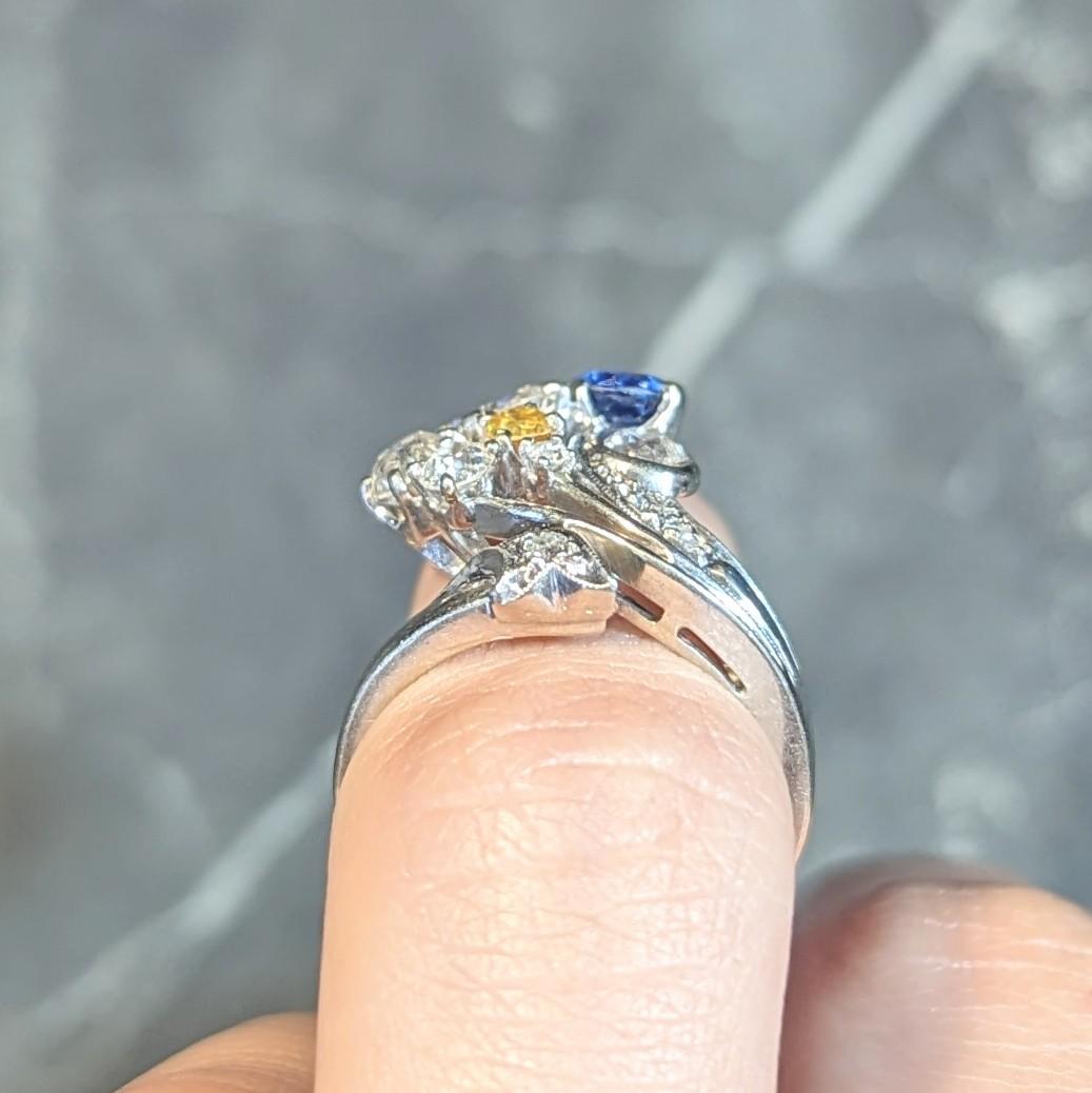 Erwin Reu Co. Mid-Century 2.03 CTW Sapphire Diamond 14 Karat Gold Bypass Ring 9