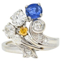 Vintage Erwin Reu Co. Mid-Century 2.03 CTW Sapphire Diamond 14 Karat Gold Bypass Ring