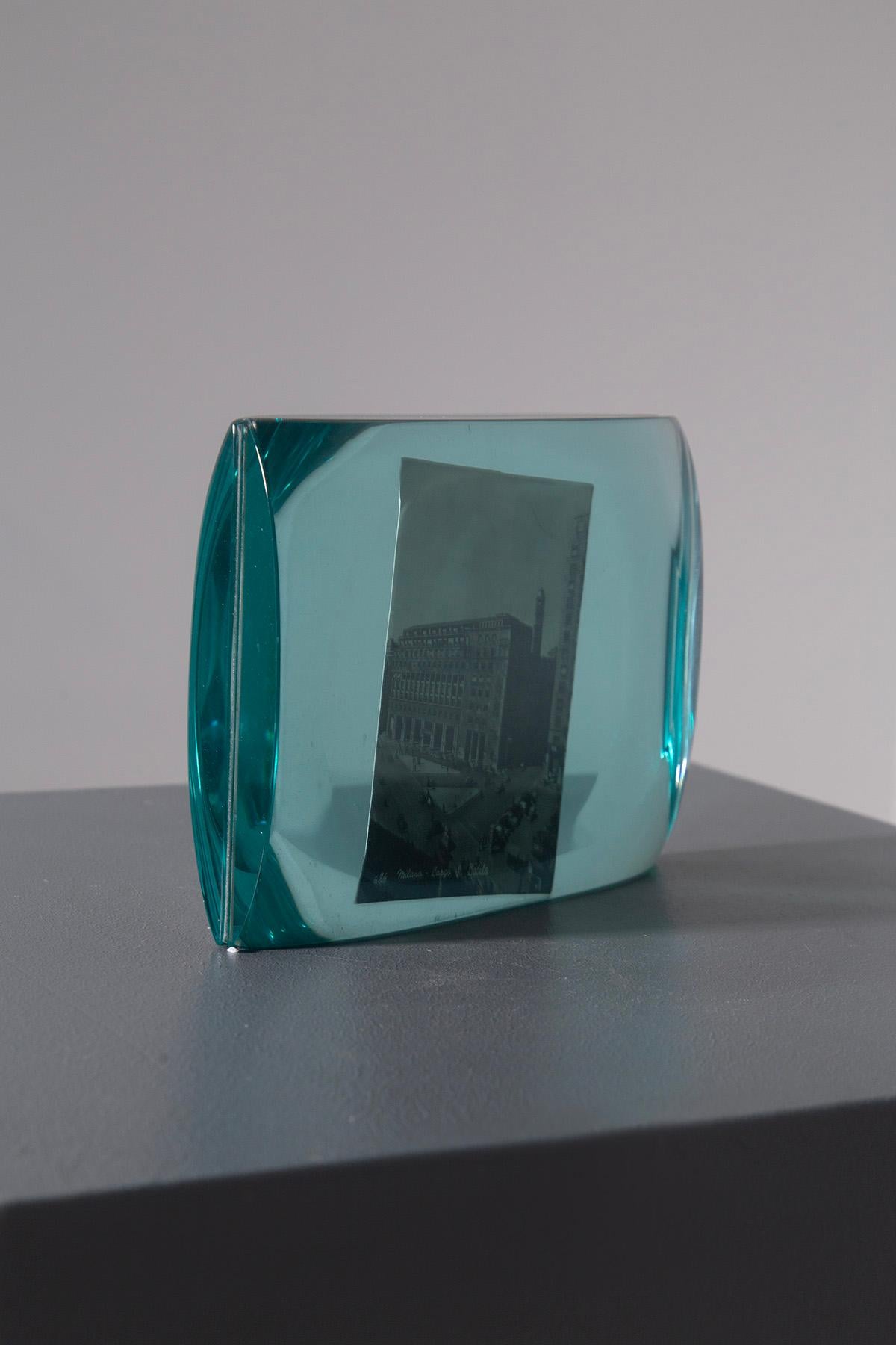 Mid-Century moderno Erwin Walter Burger for FONTANA ARTE crystal photo holder in vendita