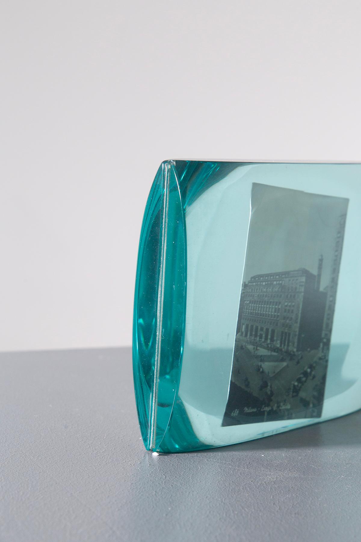 Italian Erwin Walter Burger for FONTANA ARTE crystal photo holder in vendita