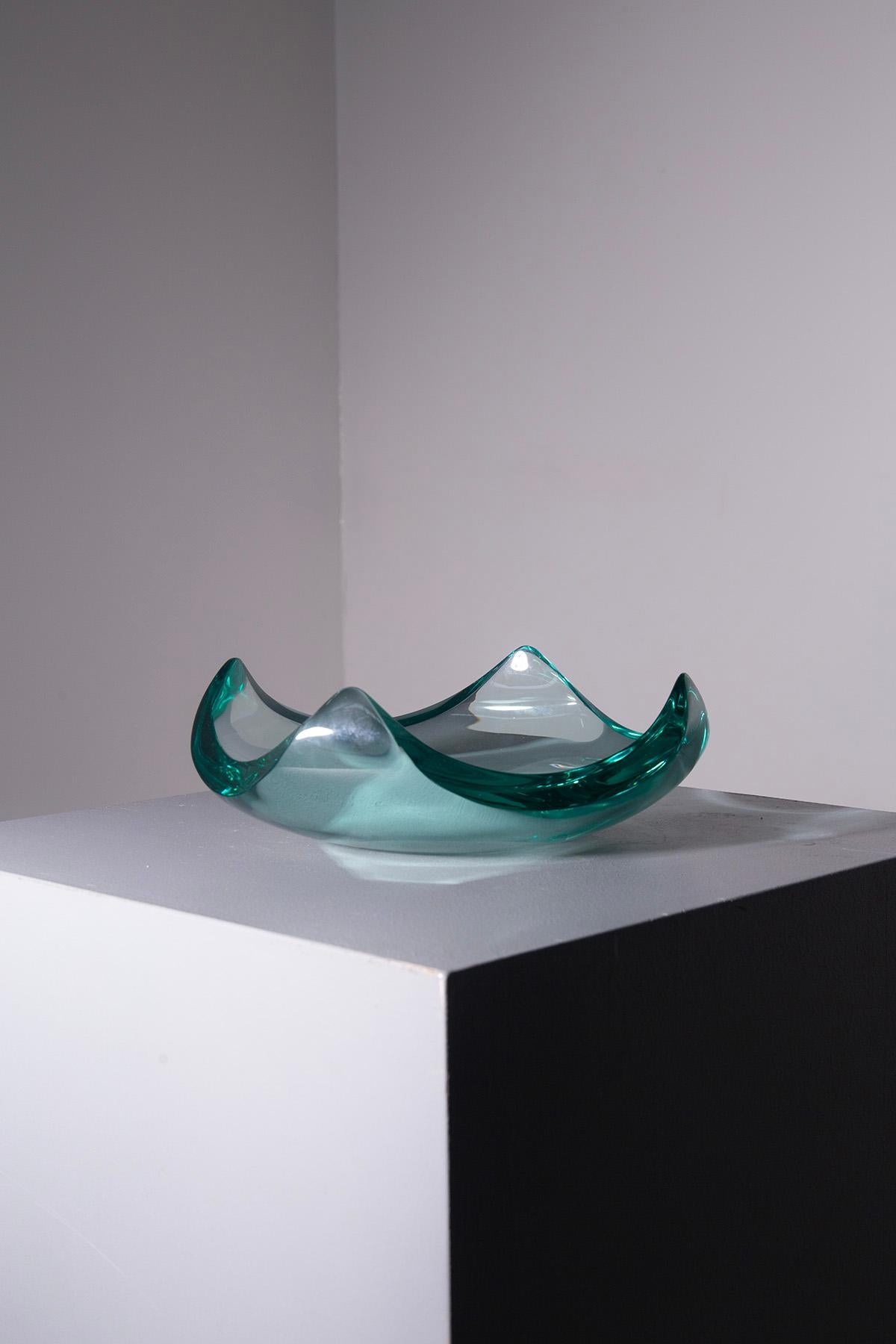 Mid-20th Century Erwin Walter Burger pour FONTANA ARTE vide-poche en cristal en vente