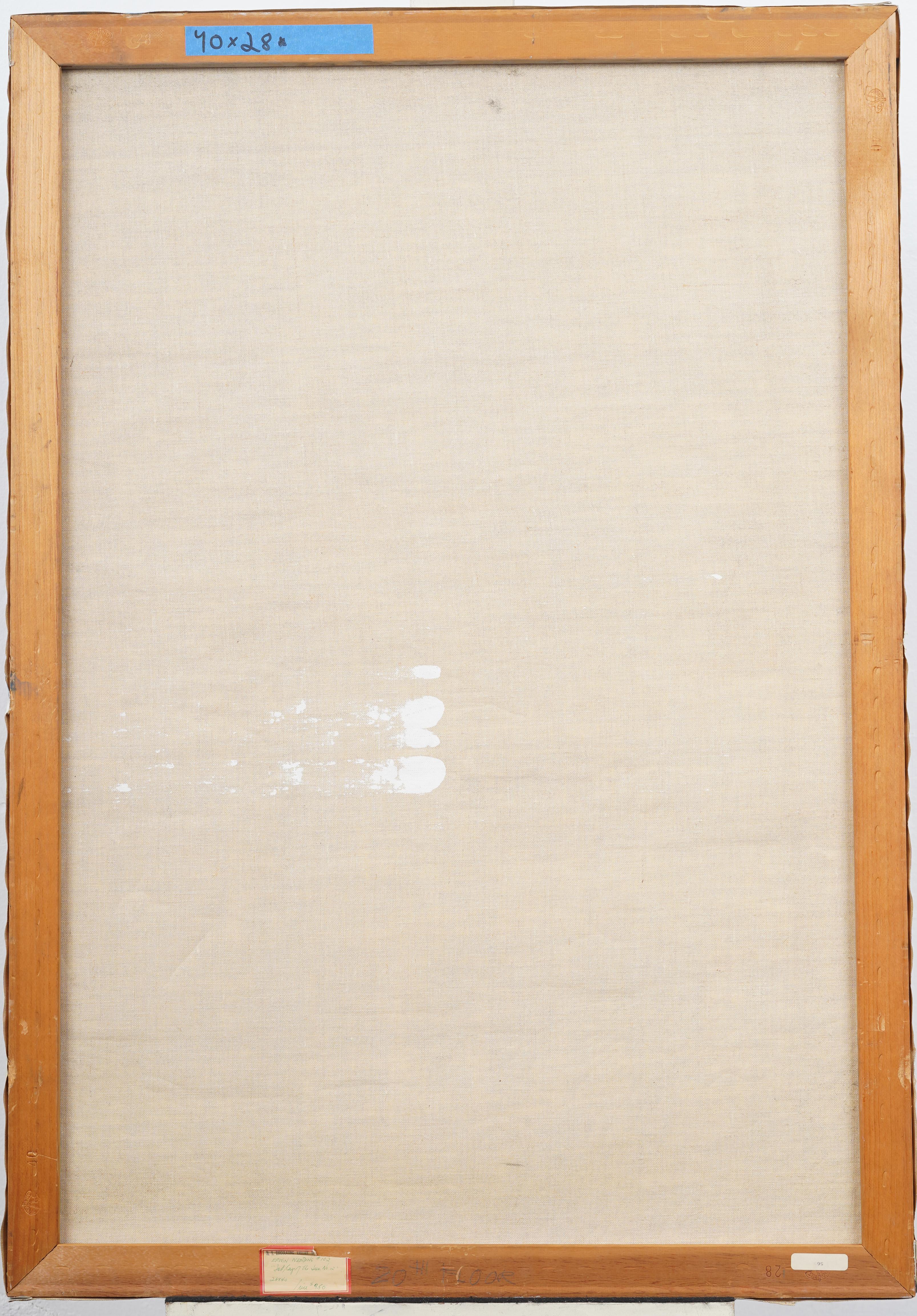 Antiguo óleo abstracto modernista americano. Óleo sobre lienzo. Firmado.  Mide 28 por 40 pulgadas en total. En excelente estado original.   Excelente estado, listo para colgar y disfrutar. 