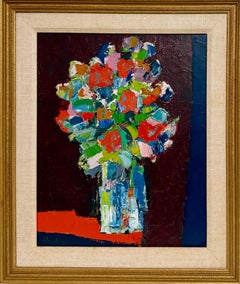 Espressionista astratto tedesco-americano Erwin Wending Pittura ad olio Fiori in grassetto