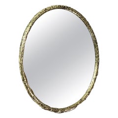 Miroir d'art contemporain Eryn en laiton brûlé par Samuel Costantini