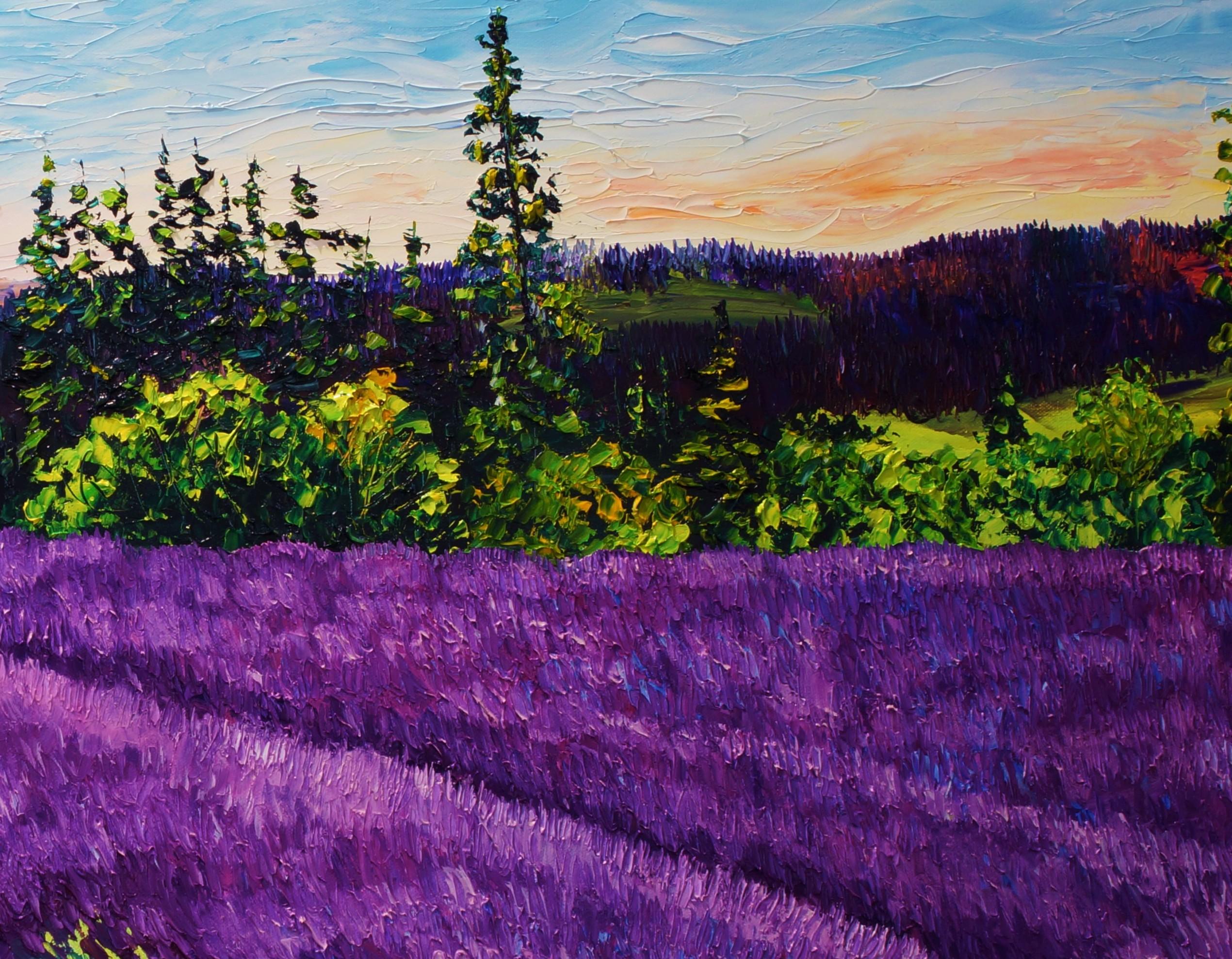 Lavender Melody, Original Contemporary Vibrant Impressionist Landscape Painting
24