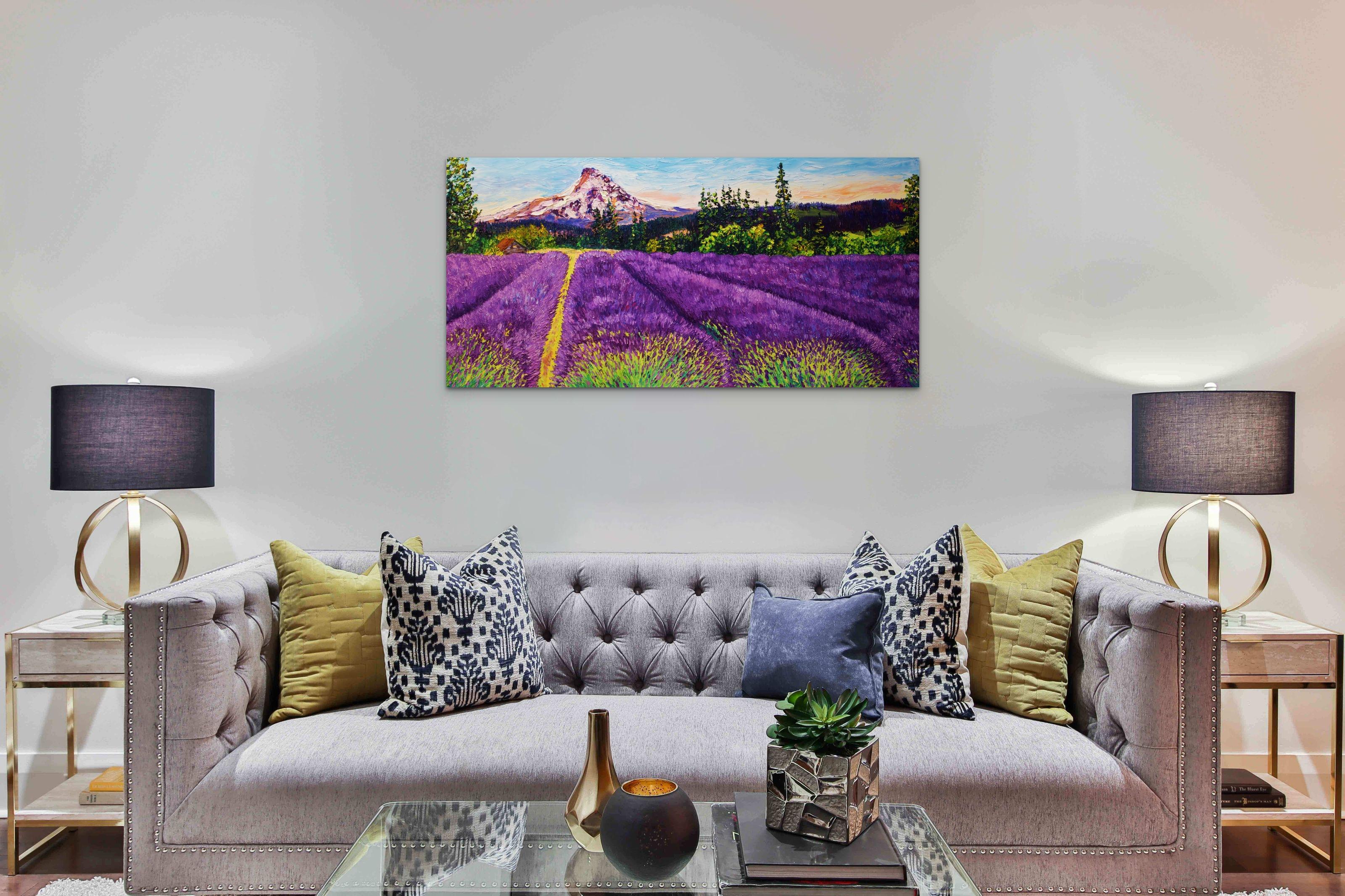 Lavender Melody, Original Contemporary Vibrant Impressionist Landscape Painting For Sale 1
