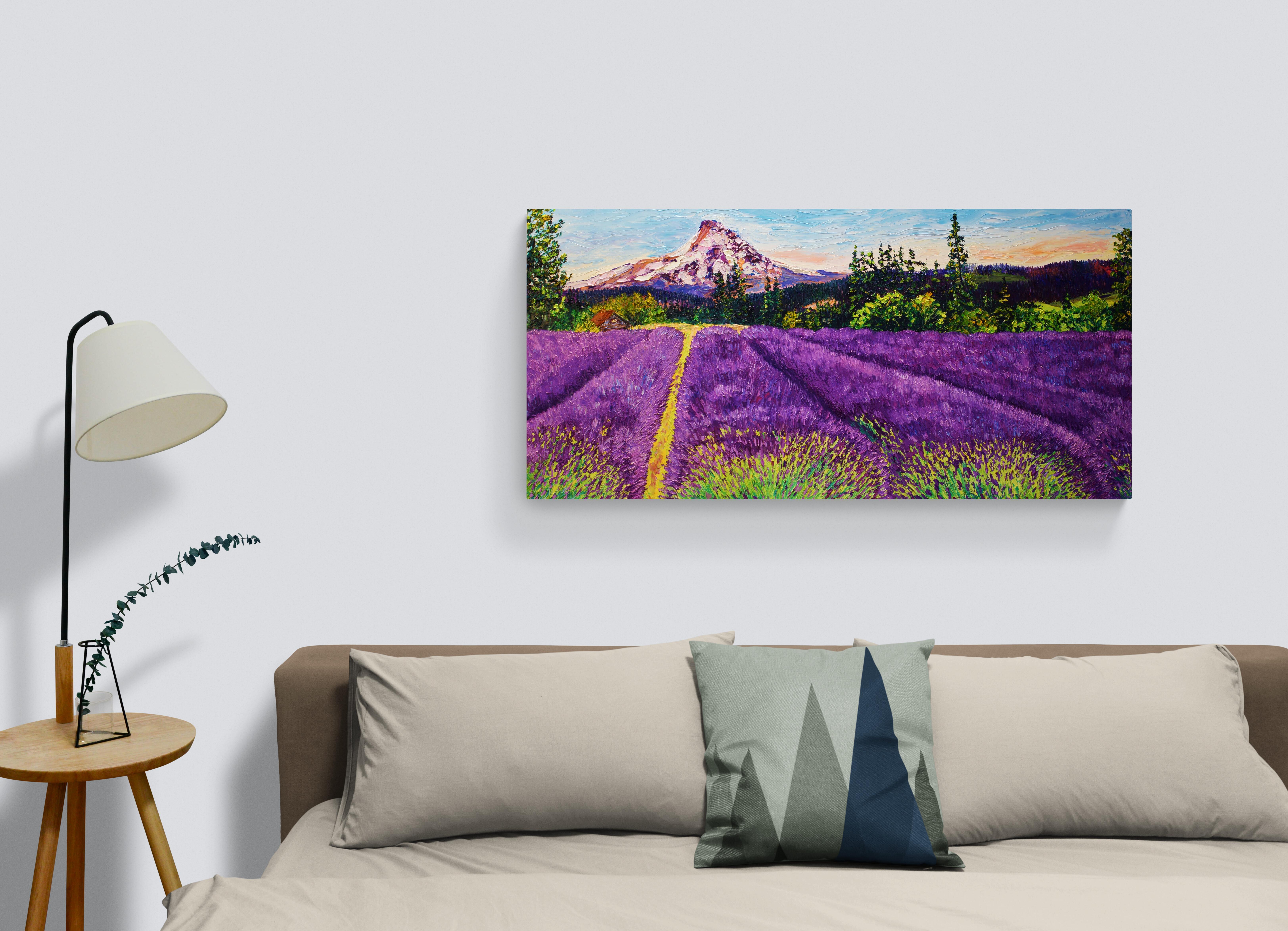 Lavender Melody, Original Contemporary Vibrant Impressionist Landscape Painting For Sale 2