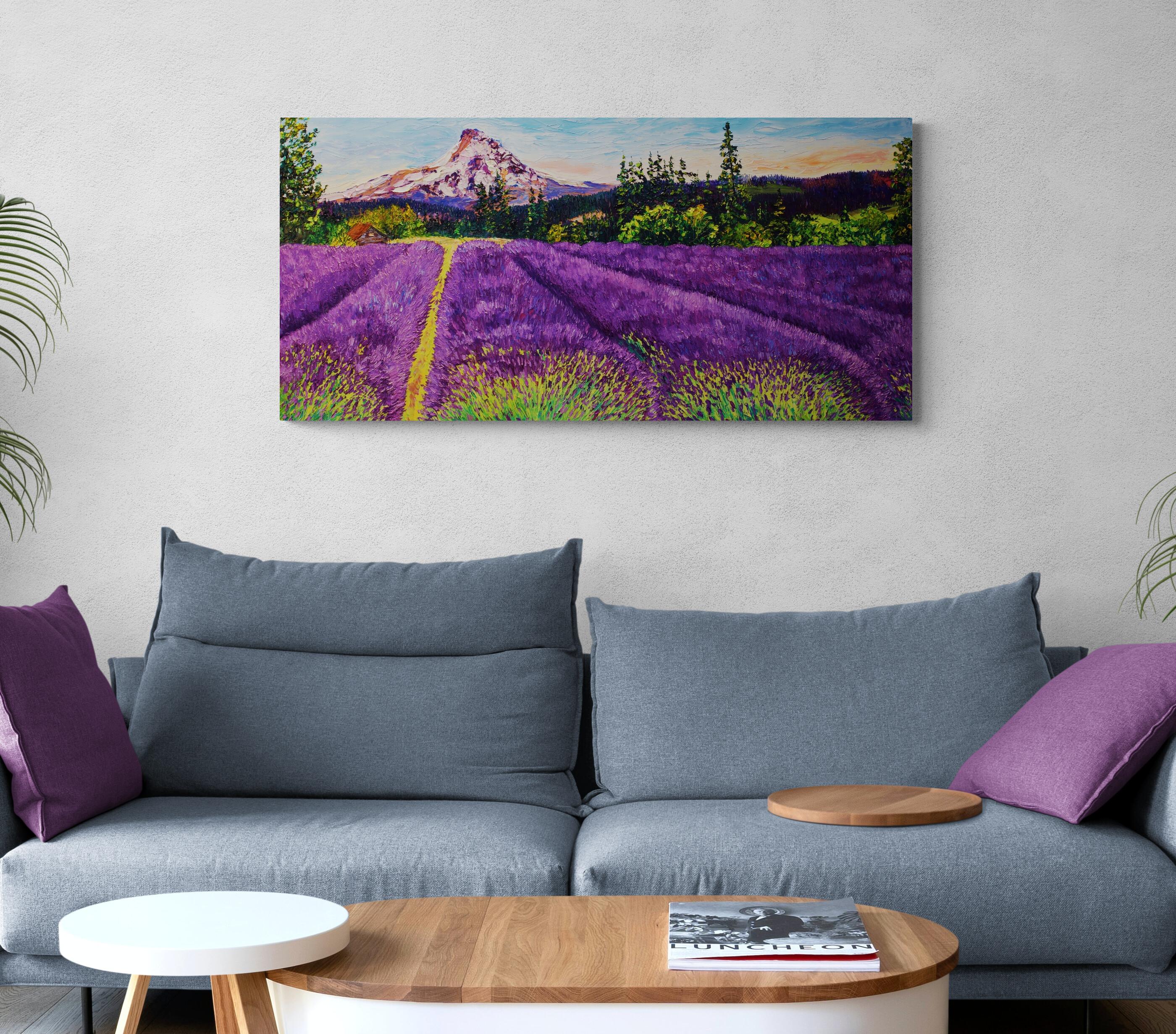 Lavender Melody, Original Contemporary Vibrant Impressionist Landscape Painting For Sale 3
