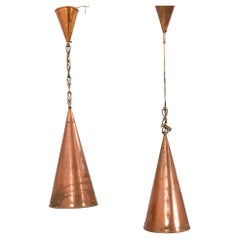 E.S Horn Aalestrup pendant lamp hand-hammered copper Denmark 1950s