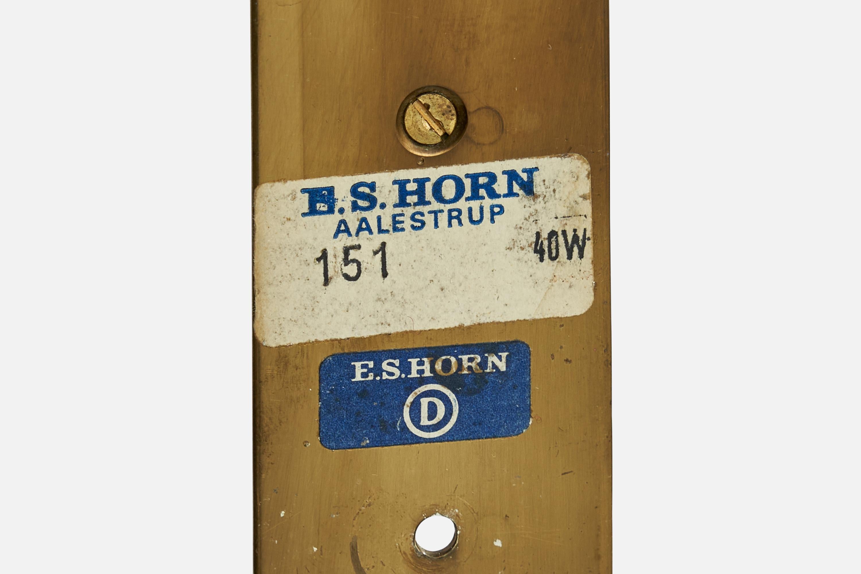E.S. Horn-Wandleuchte, Messing, Rattan, Dänemark, 1950er Jahre im Angebot 2