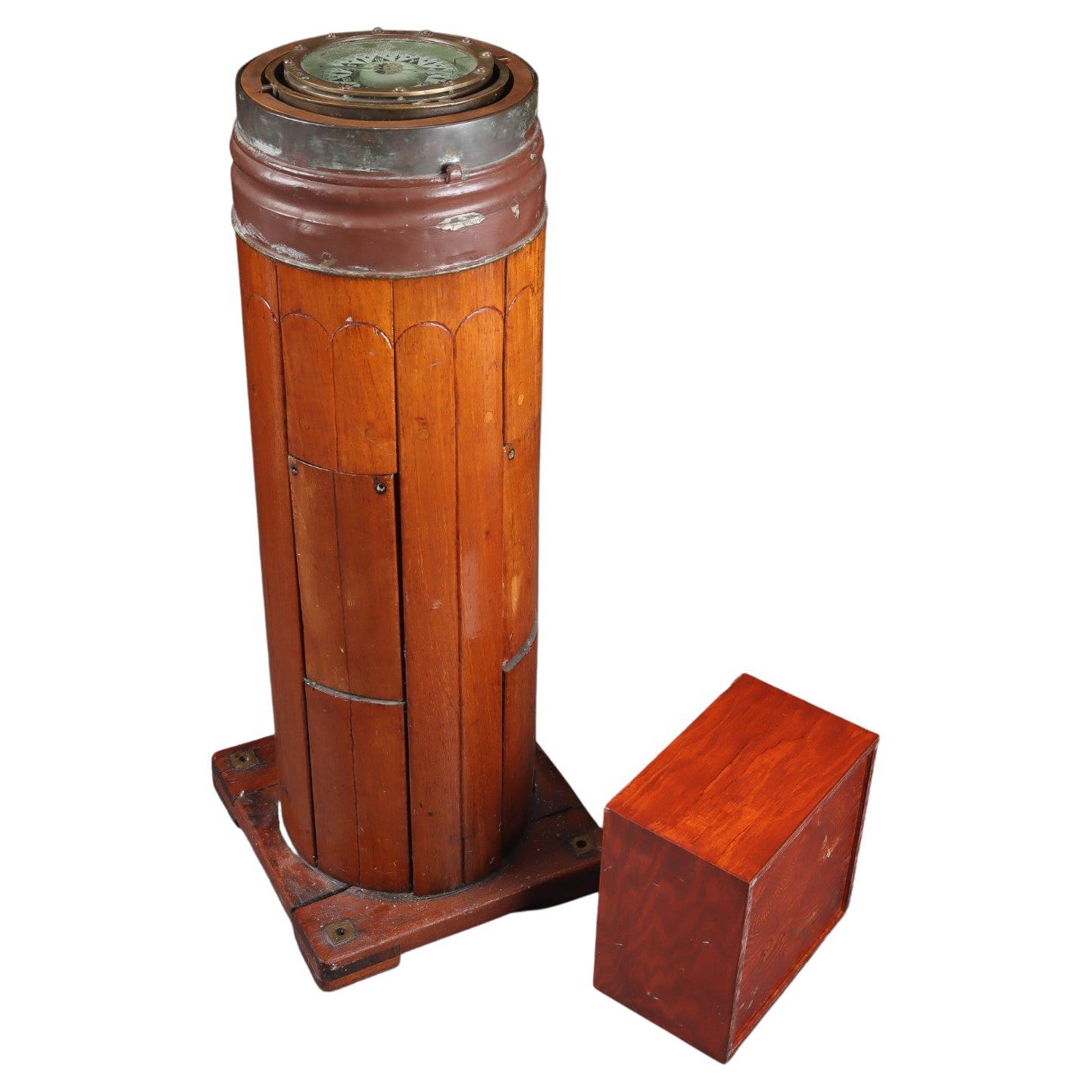 E.S. Ritchie & Söns Boston Brass Compass on Teak Socket For Sale