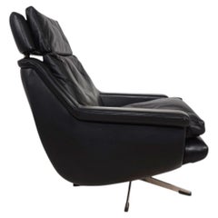 ESA 802 Sedia da salotto in pelle nera di Werner Langenfeld, 1970