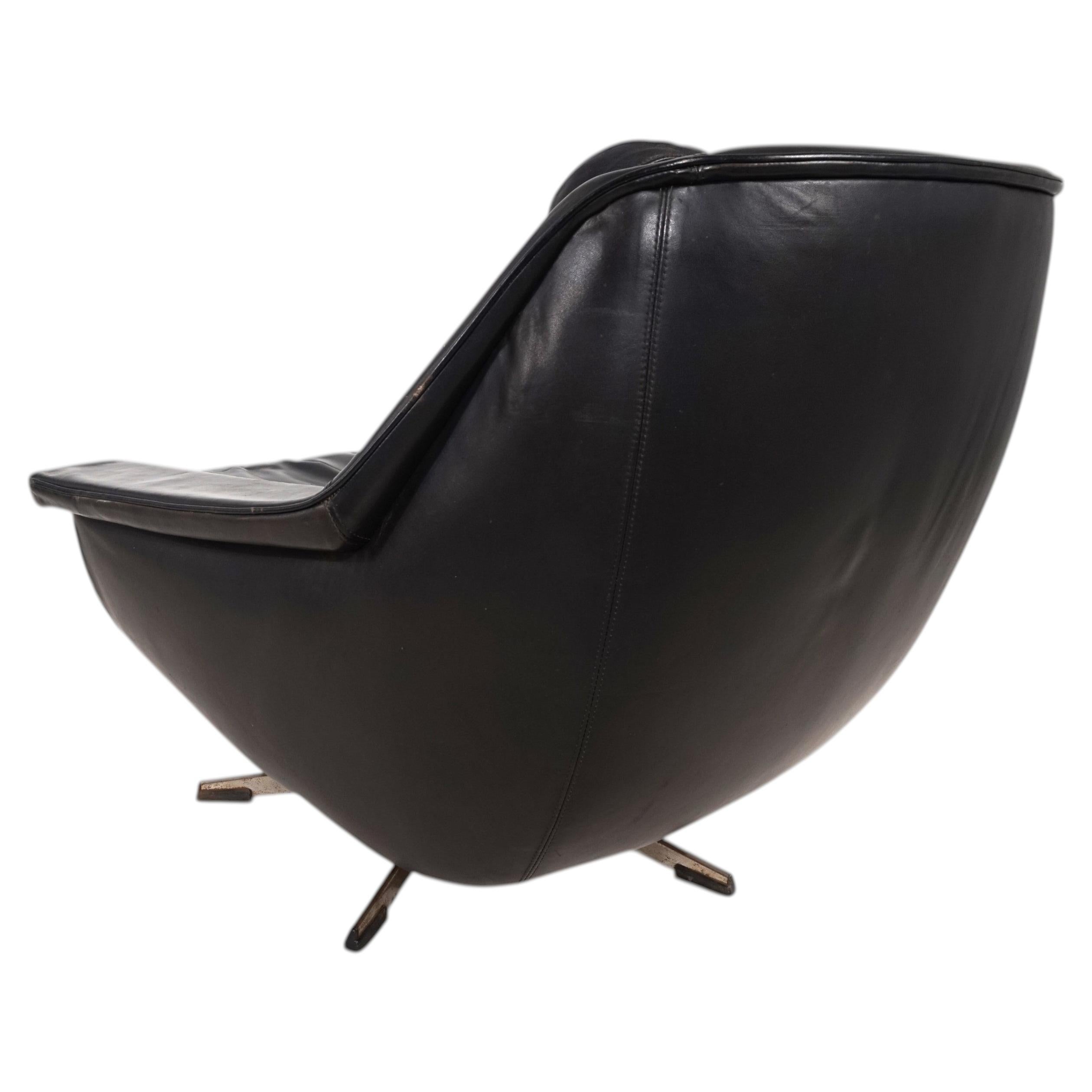 ESA 802 Lounge Chair by Werner Langenfeld, Black Leather, 1970