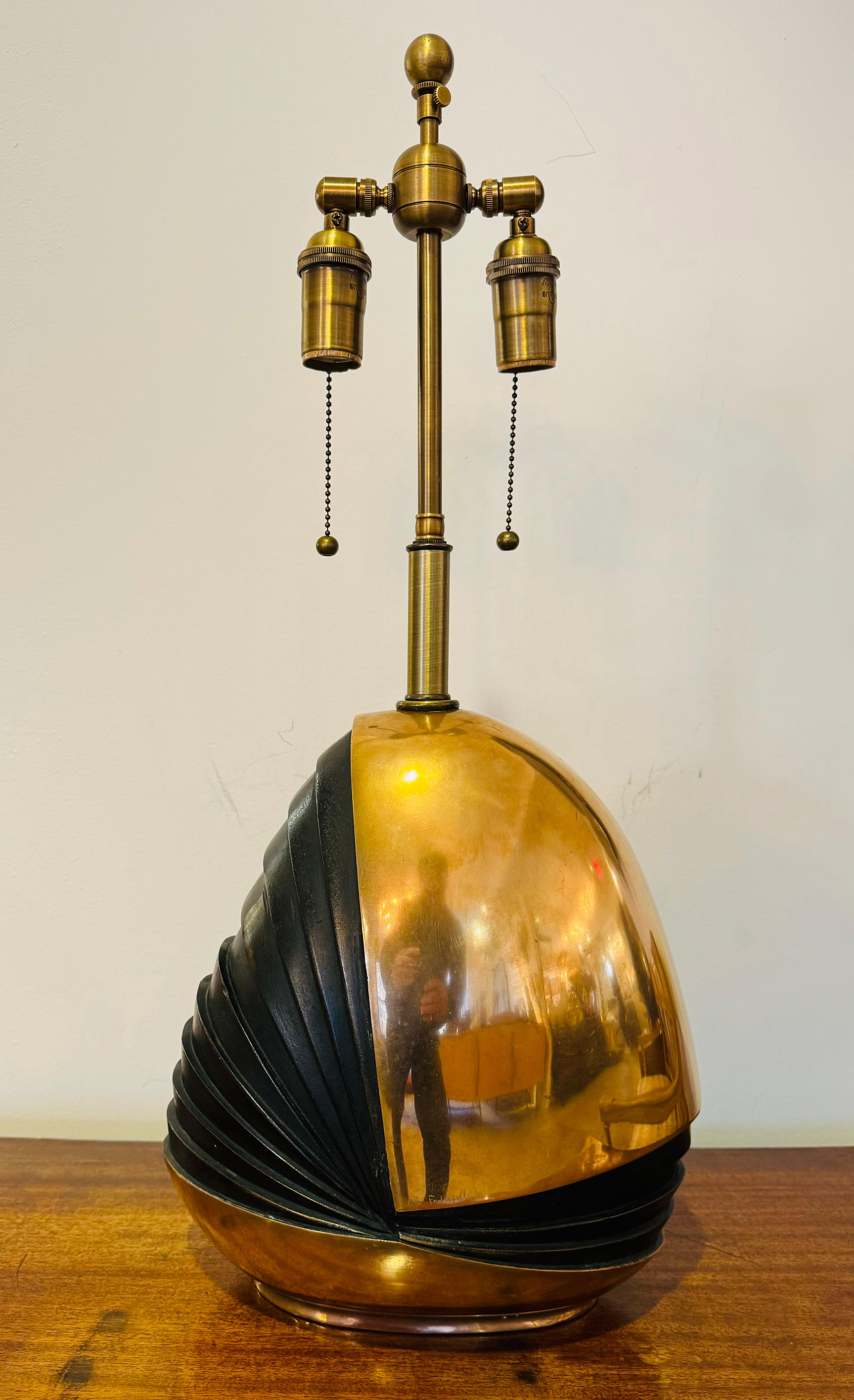Esa Fedrigolli 1970 Italian Mid Century Sculptural Bronze Table Lamp For Sale 7