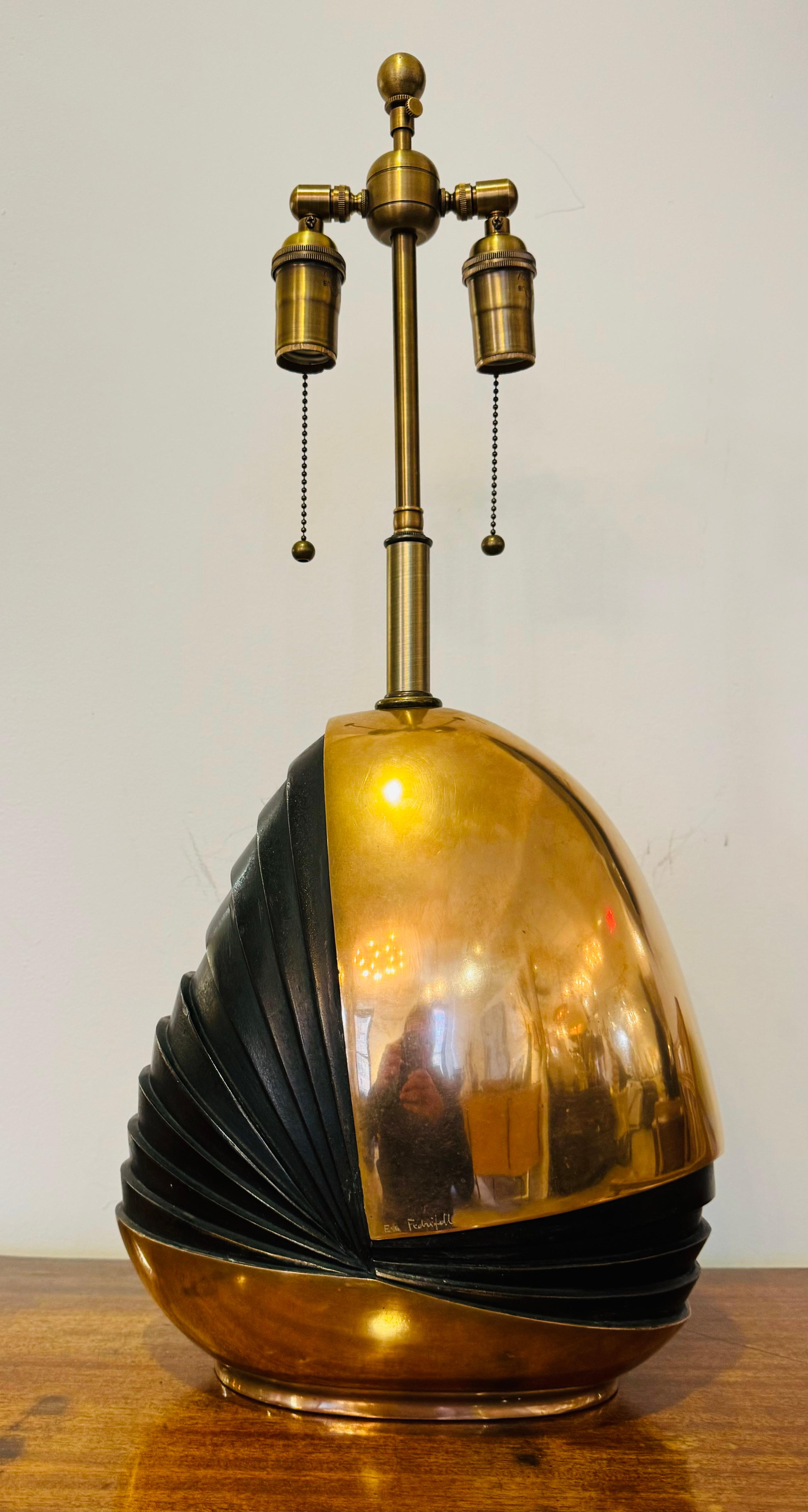 Esa Fedrigolli 1970 Italian Mid Century Sculptural Bronze Table Lamp For Sale 8