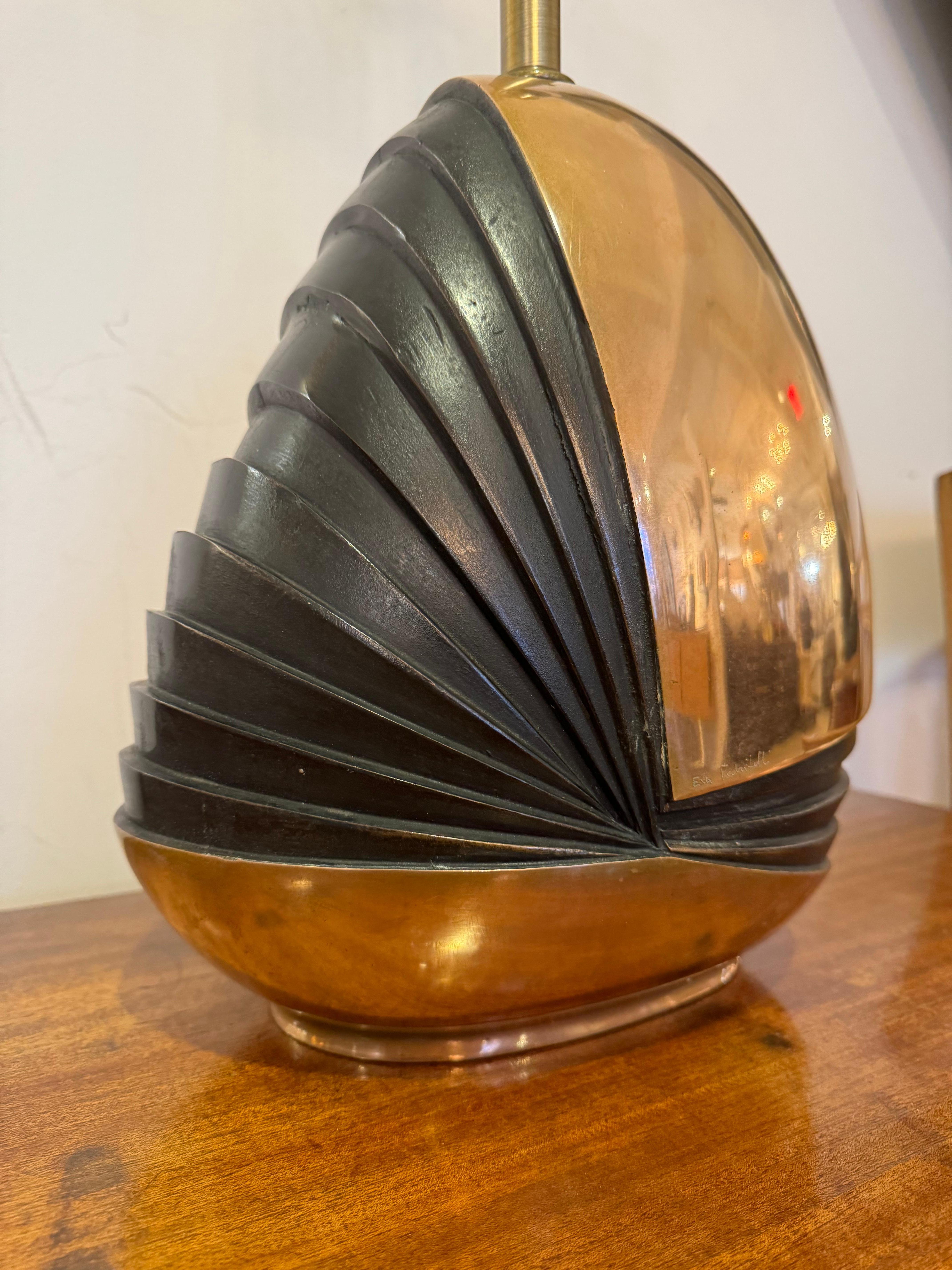 Esa Fedrigolli 1970 Italian Mid Century Sculptural Bronze Table Lamp For Sale 11