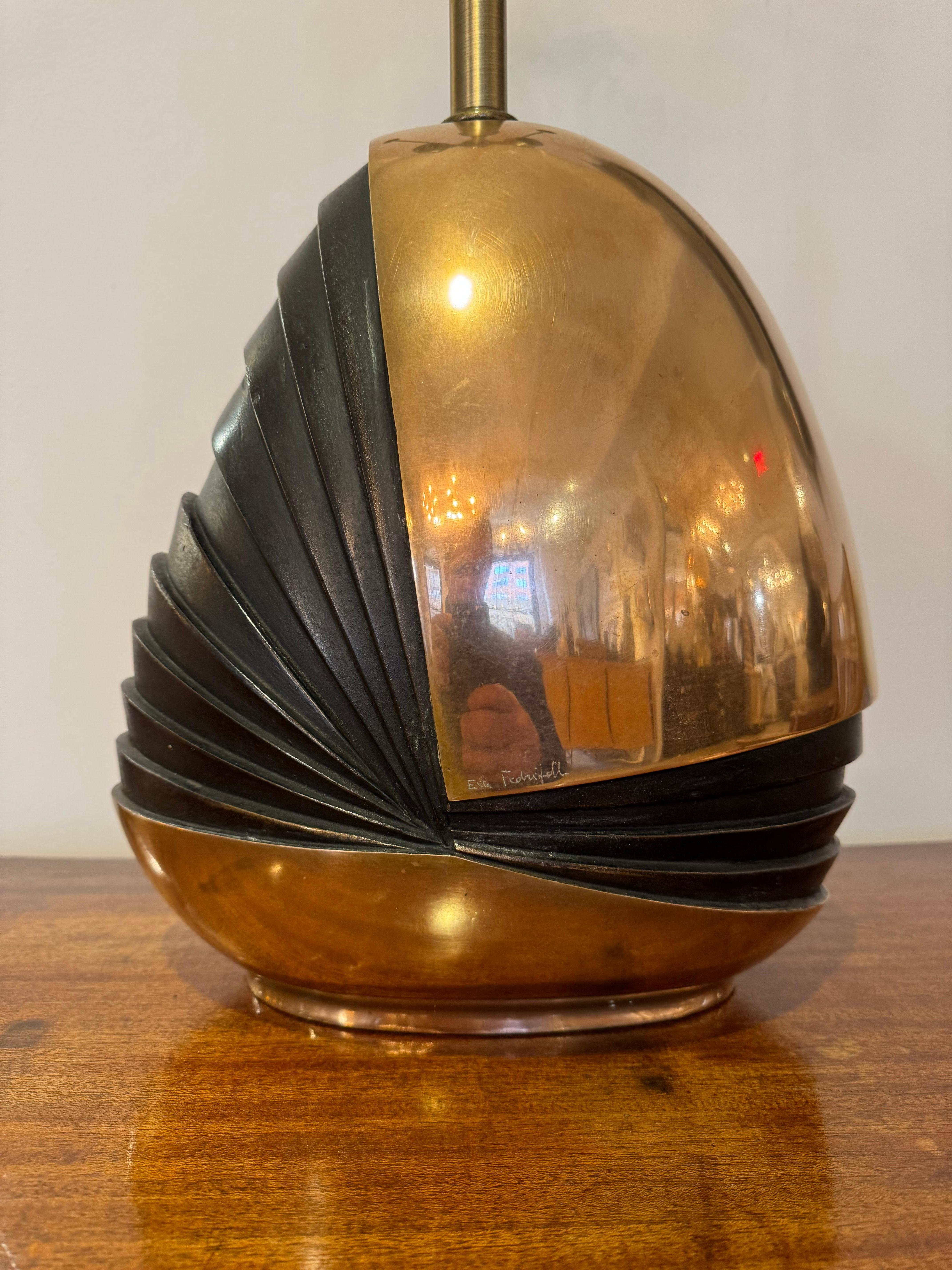 Esa Fedrigolli 1970 Italian Mid Century Sculptural Bronze Table Lamp For Sale 12