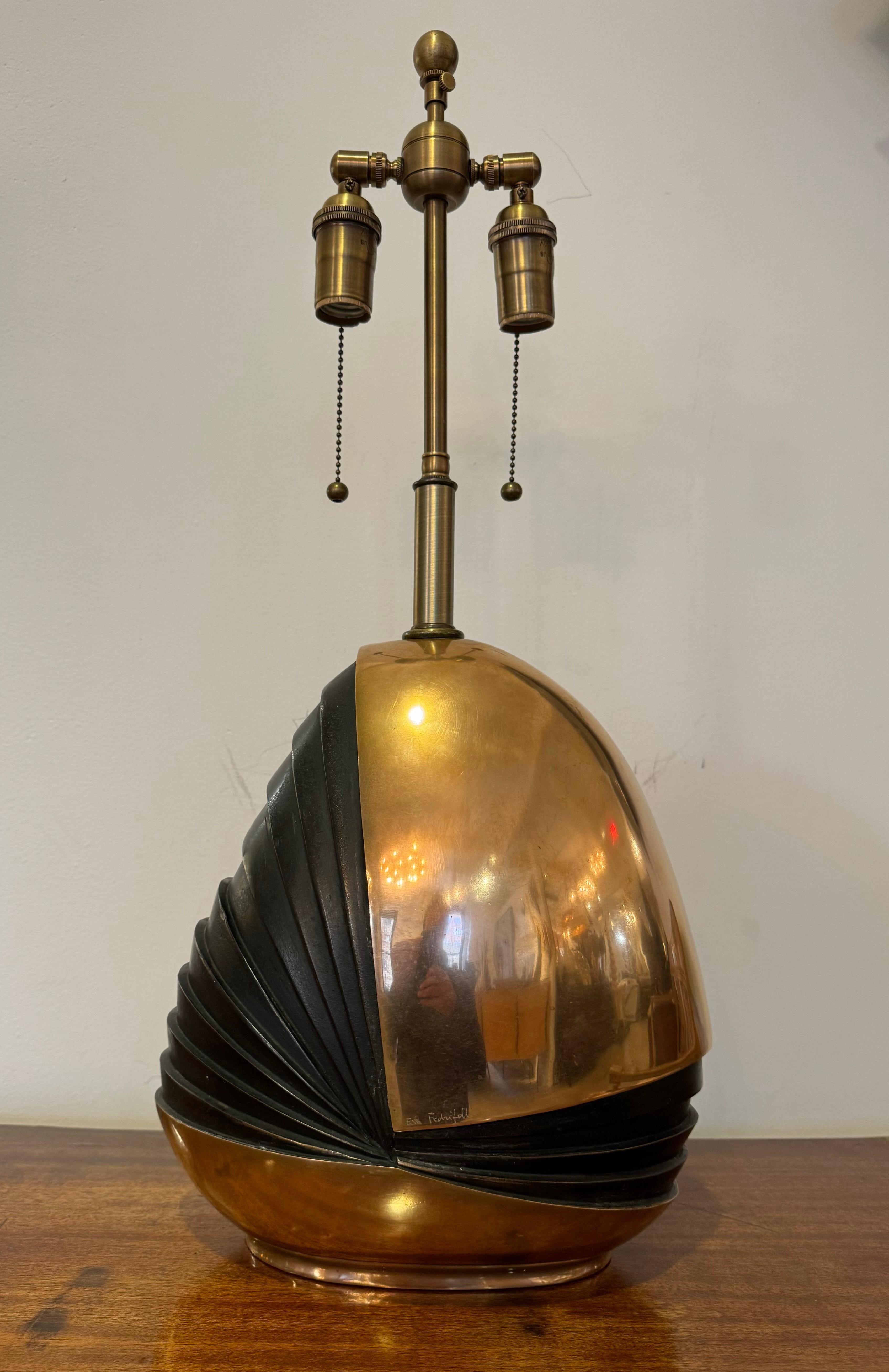Esa Fedrigolli 1970 Italian Mid Century Sculptural Bronze Table Lamp For Sale 13