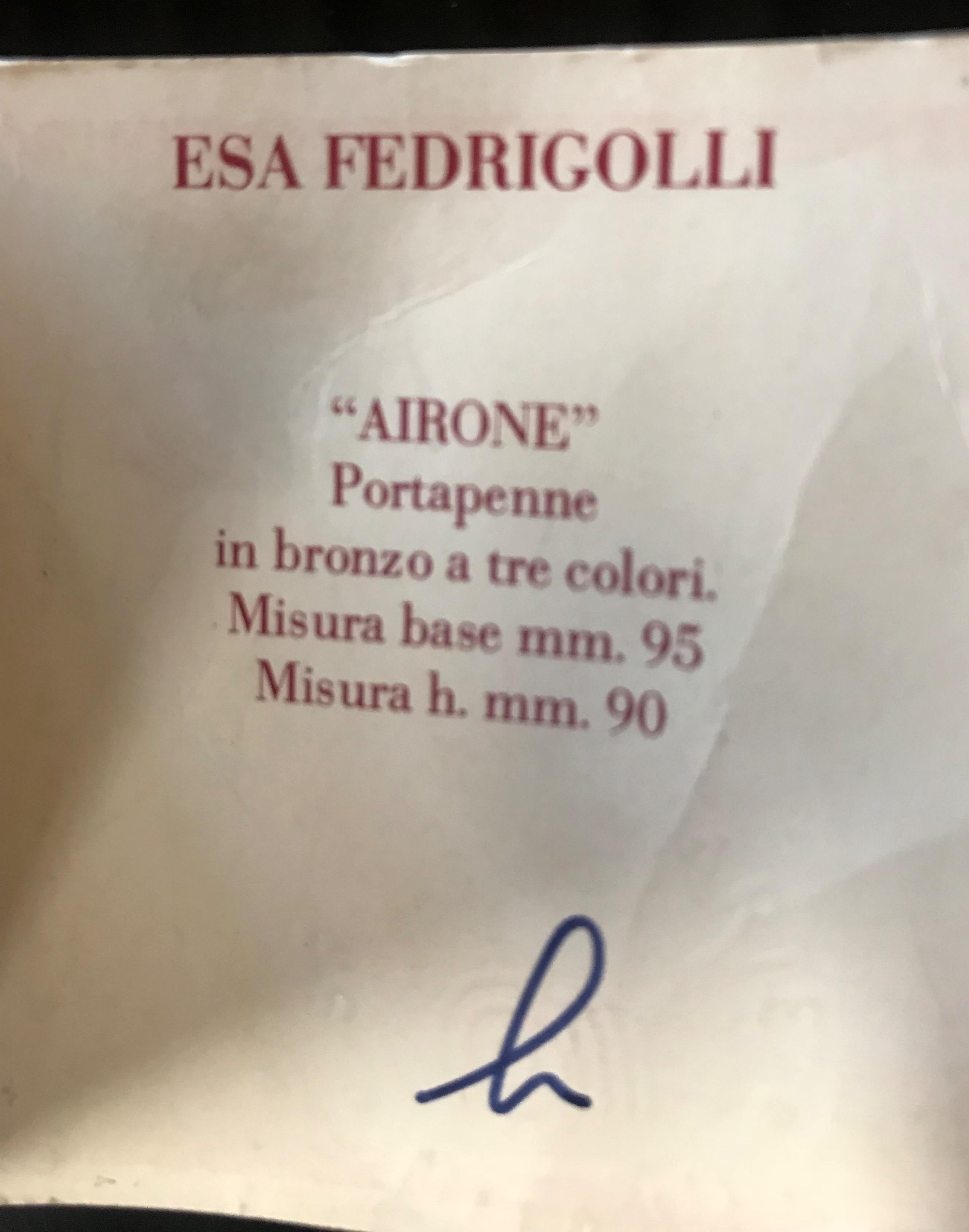 Esa Fedrigolli Bronze AIRONE Italian Vase, 1980 2