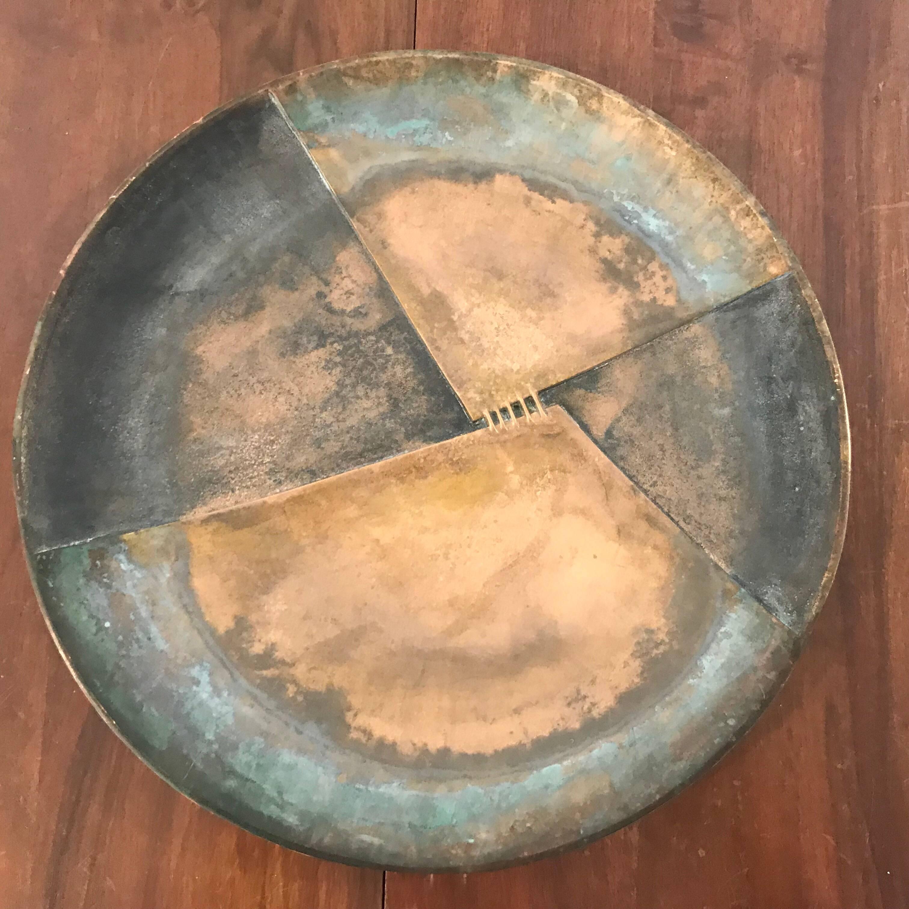 Mid-Century Modern Esa Fedrigolli Bronze Icaro Large Italian Plate