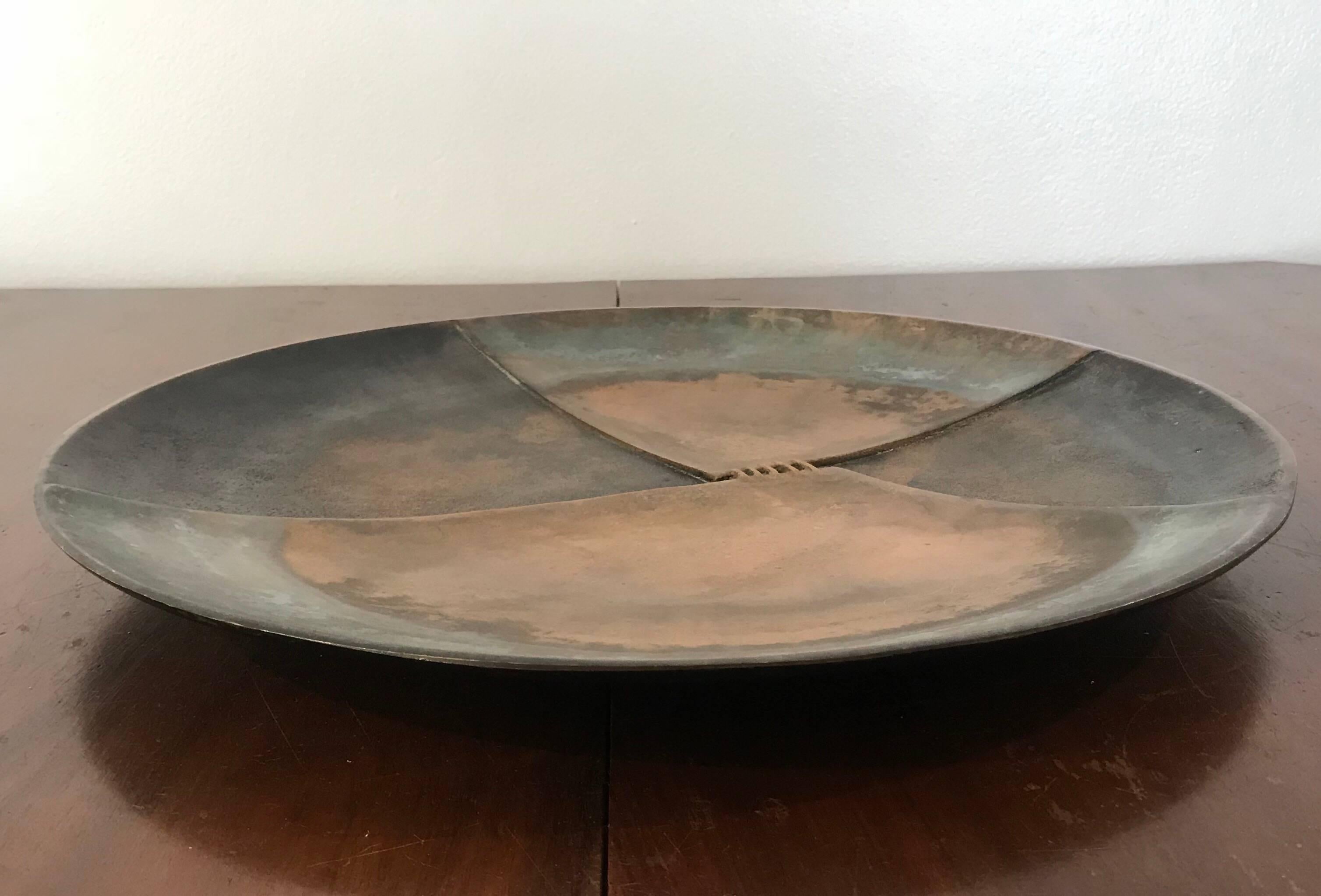 Late 20th Century Esa Fedrigolli Bronze Icaro Large Italian Plate