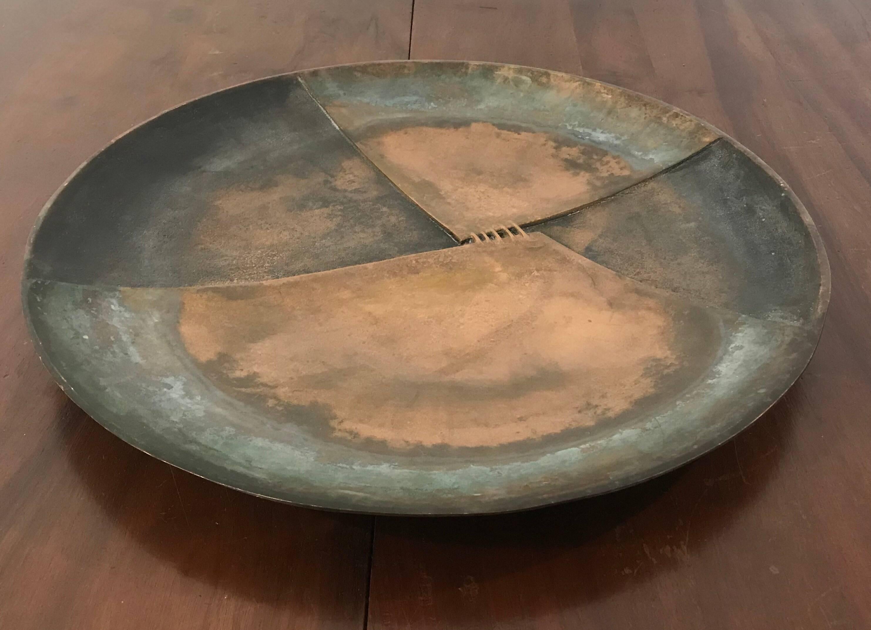 Esa Fedrigolli Bronze Icaro Large Italian Plate 1