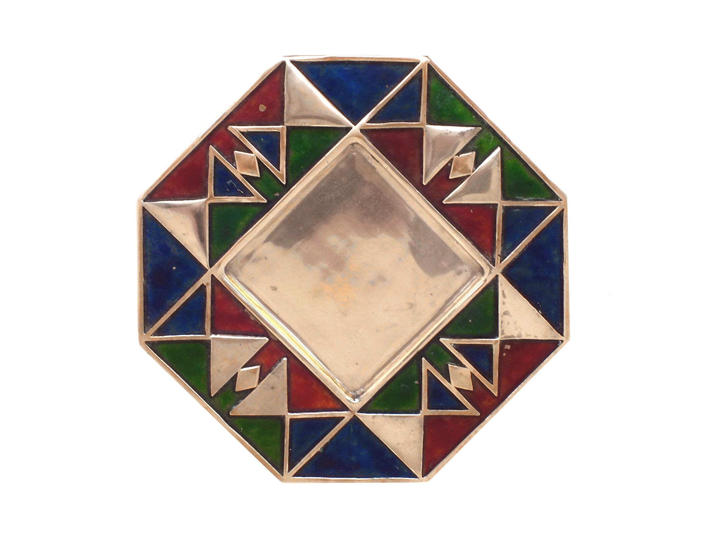 Esa Fedrigolli design vintage scultura centrale in bronzo svuota tasche smaltata in raffinato verde, rosso e bleu da Esart Italia produzione anni 1970, firmata.

 Condizioni vintage molto buone, misura 7 pollici x 7 pollici x altezza 0,5