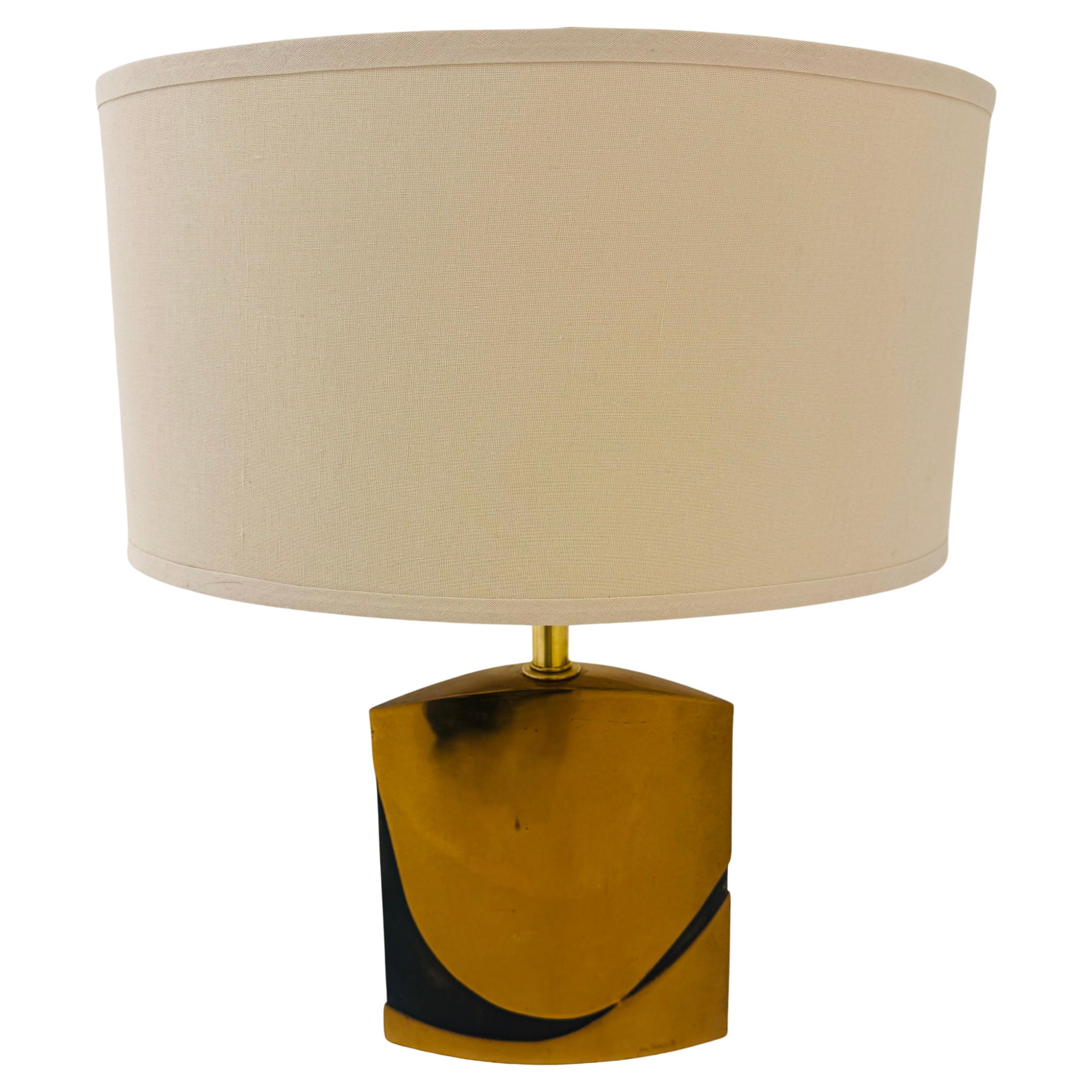 Esa Fedrigolli, Skulpturale italienische Bronze-Tischlampe, 1970er Jahre