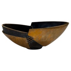 Esa Fedrigolli Sculptural Bowl in Cast Bronze Italy 1970s