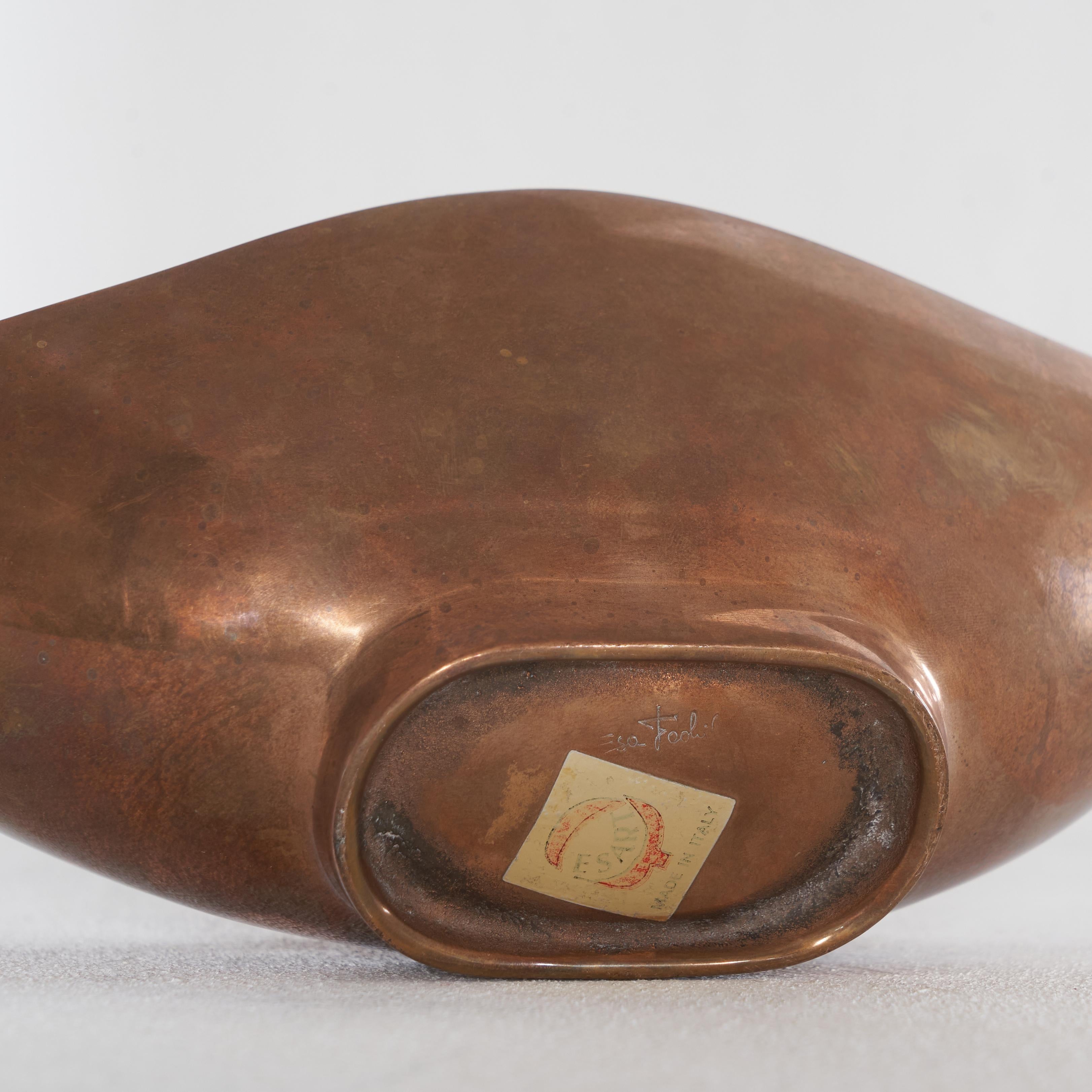 20th Century Esa Fedrigolli Sculptural Bowl in Solid Sand Cast Bronze For Sale